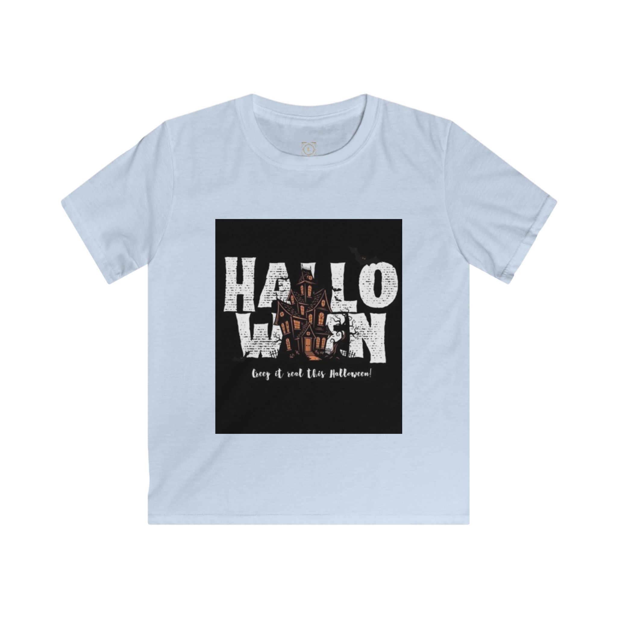 Halloween Haunted House Kids Tee — "Happy Halloween" Graphic T‑Shirt for Kids