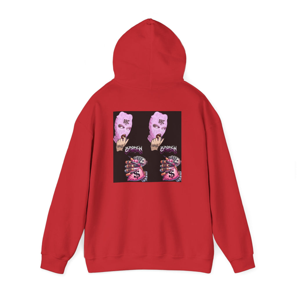 Horror Collage Hoodie — Spooky Pink Skull & Claw Graphic Sweatshirt
