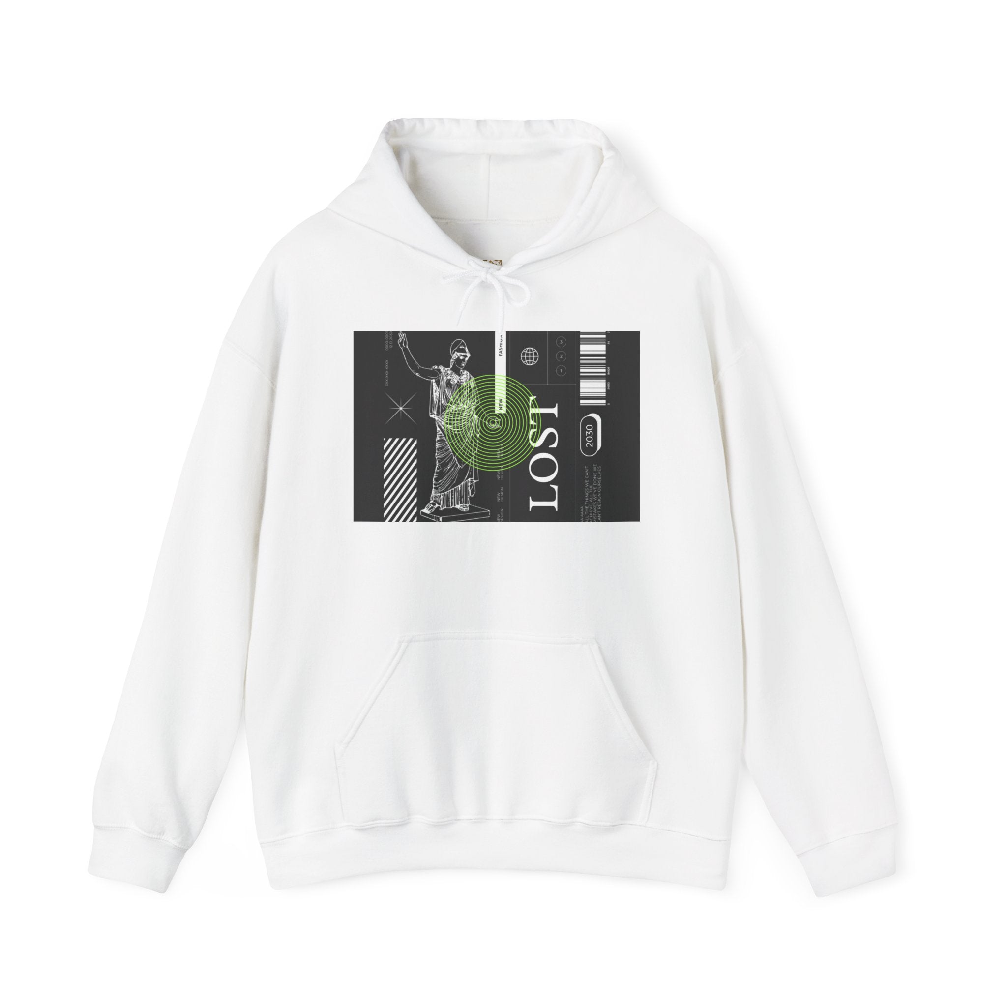 Lost World Hoodie — Vaporwave Glitch Graphic Pullover