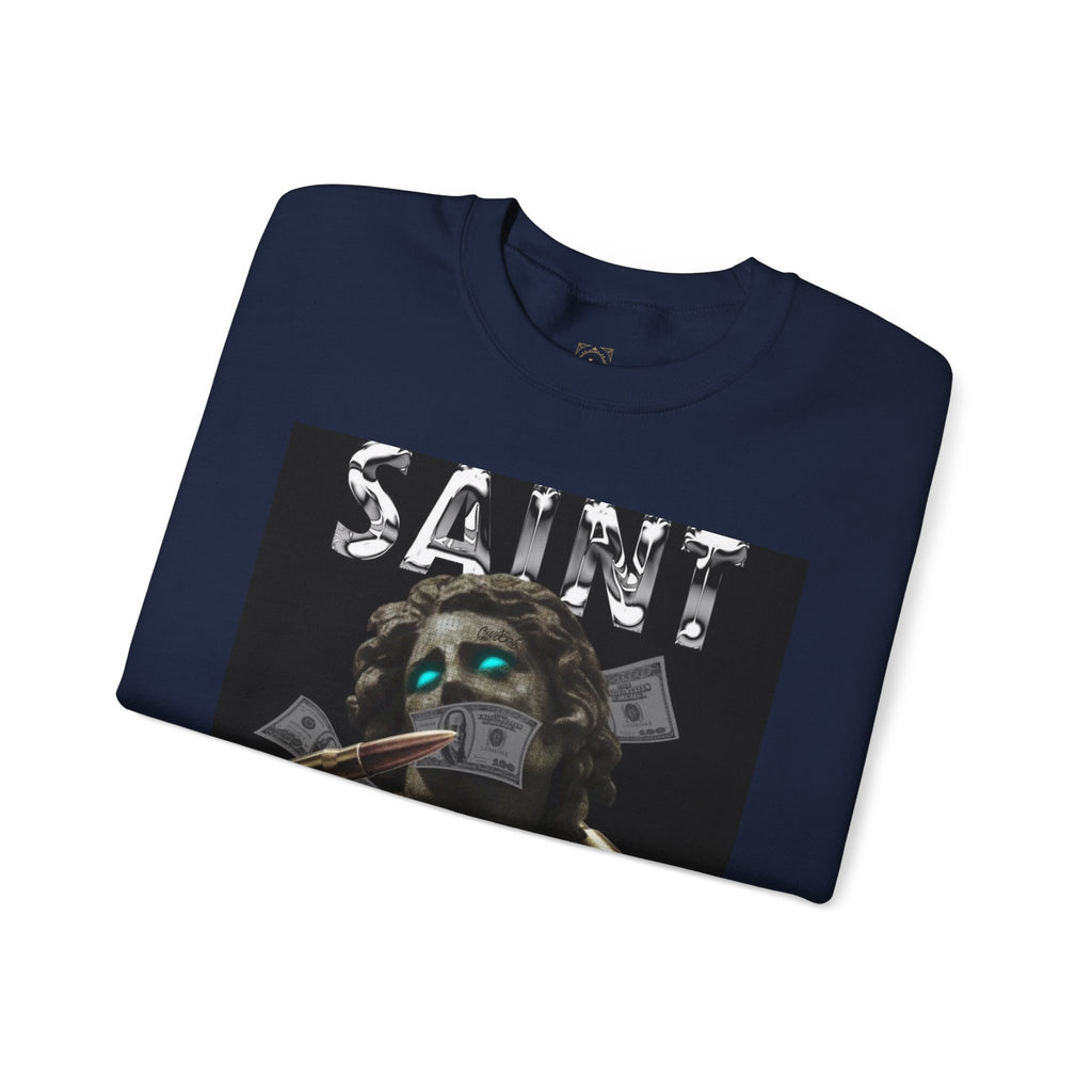 Saint Graphic Crewneck Sweatshirt — Dark Art Money Montage