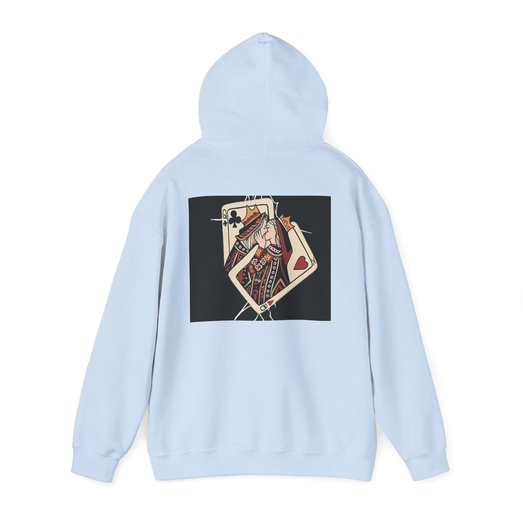 Queen of Hearts Playing Card Hoodie — Vintage Tattoo Style Card Art
