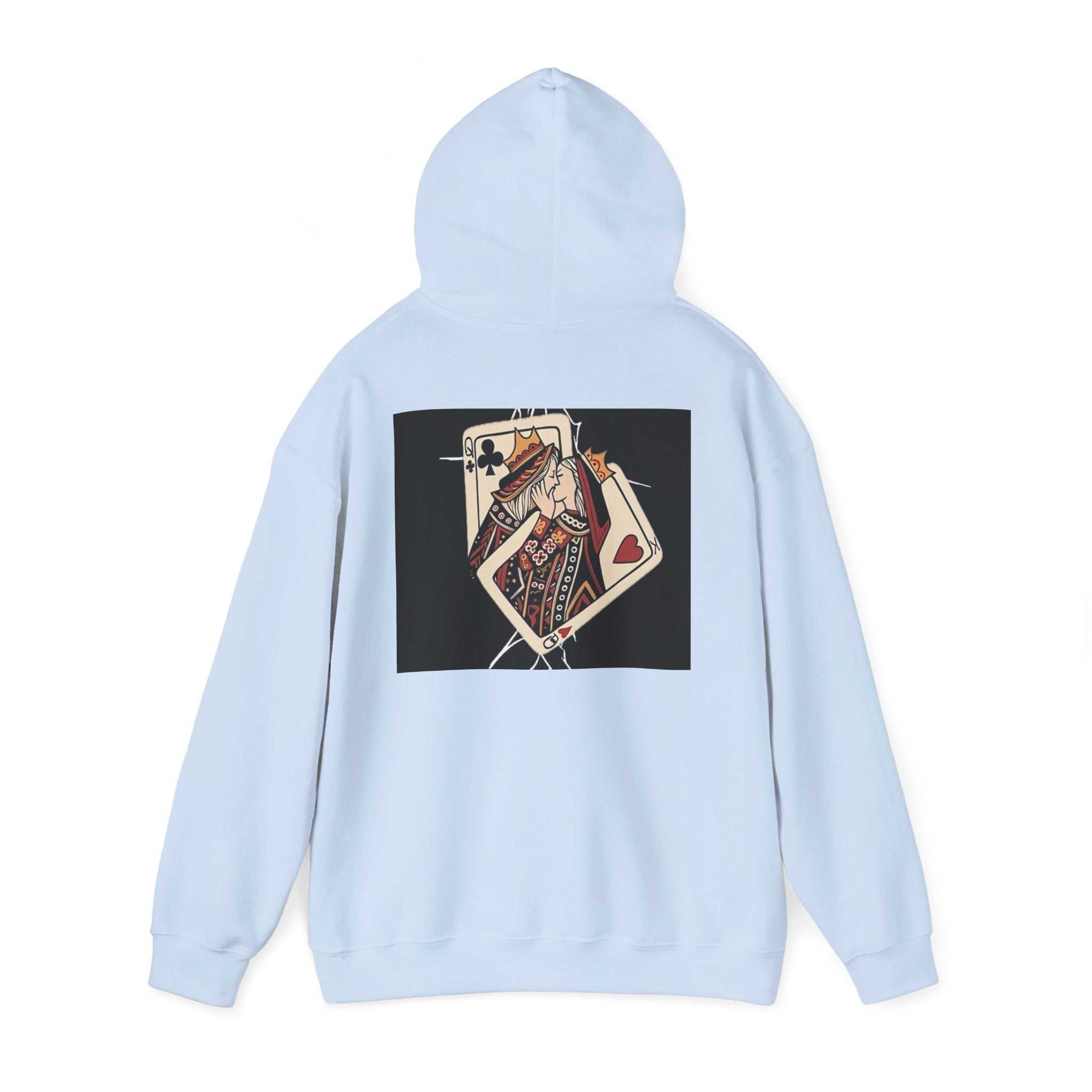 Queen of Hearts Playing Card Hoodie — Vintage Tattoo Style Card Art