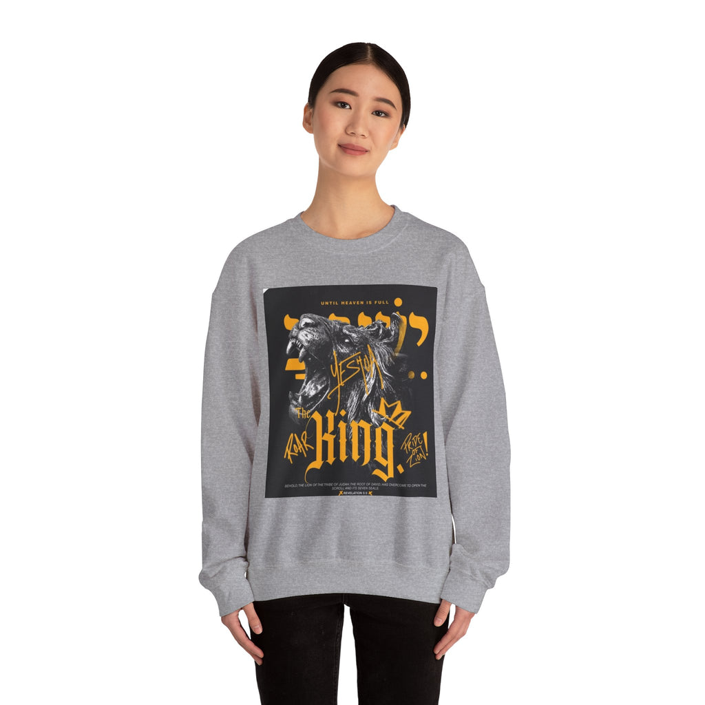 King Lion Crewneck Sweatshirt — 'King' Graphic Pullover for Bold Streetwear