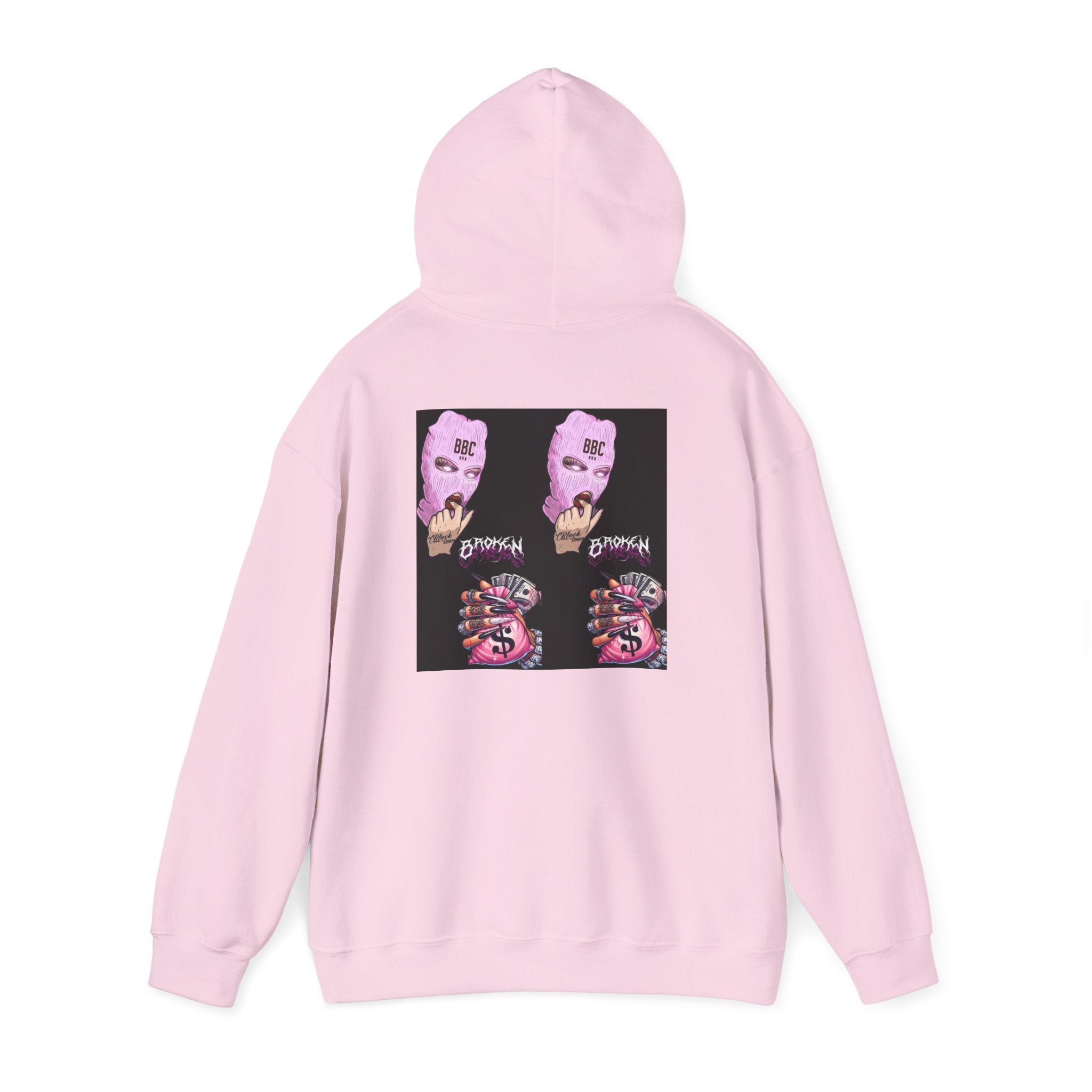 Horror Collage Hoodie — Spooky Pink Skull & Claw Graphic Sweatshirt
