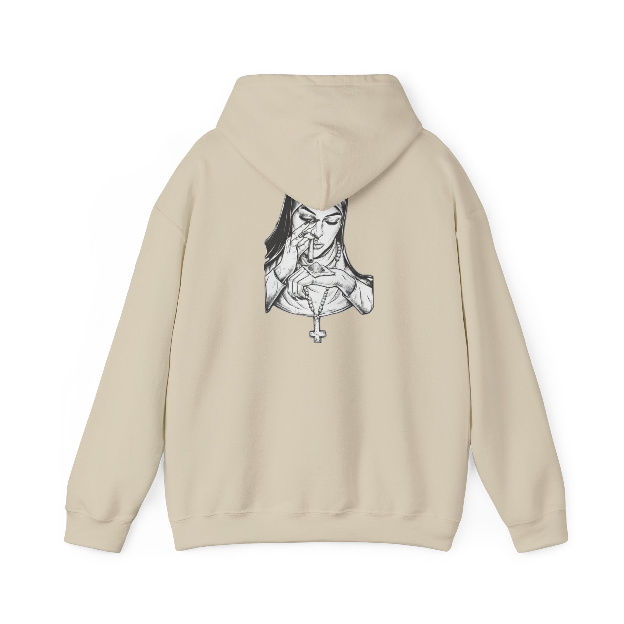 Praying Nun Graphic Hoodie – Gothic Religious Illustration Sweatshirt