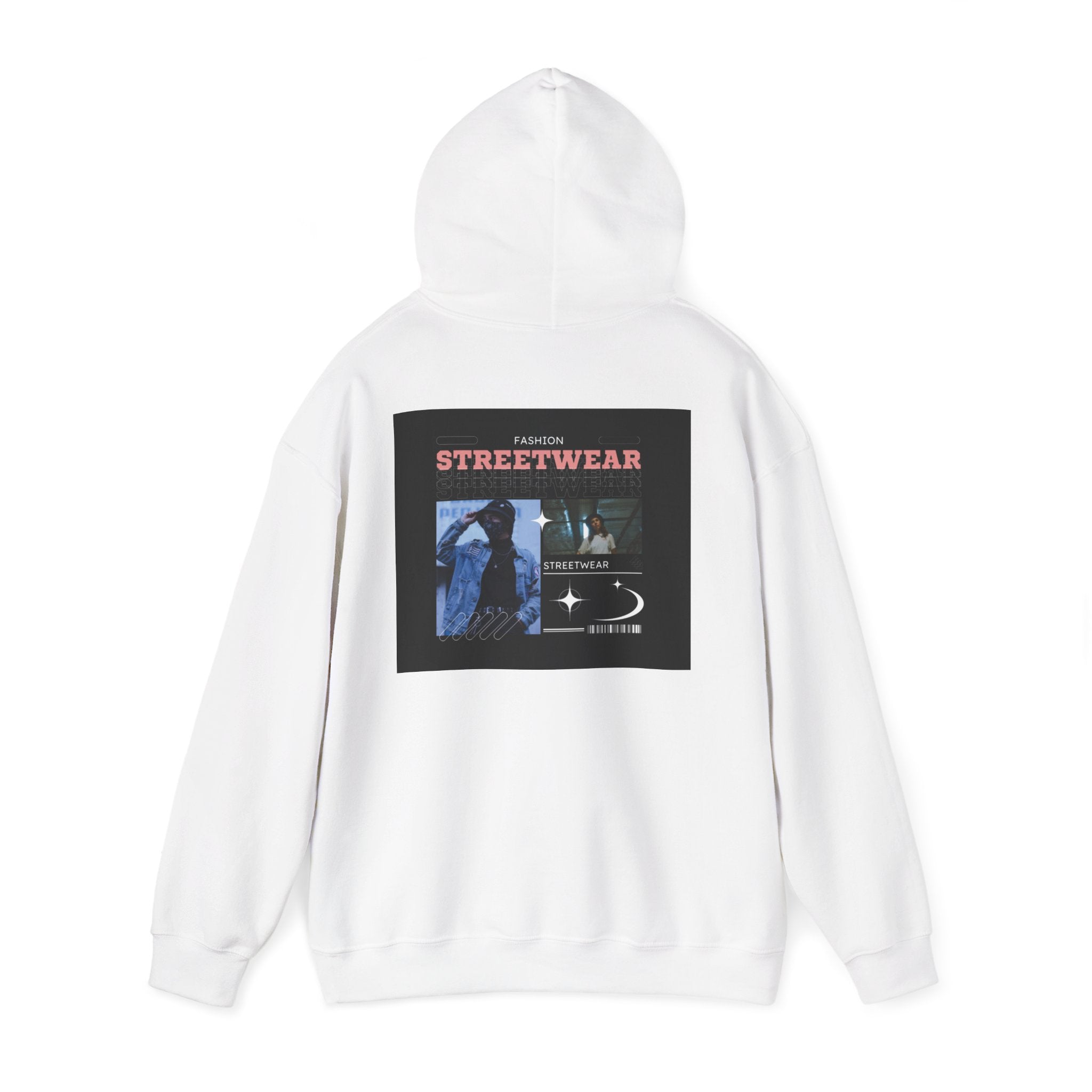 Streetwear Graphic Hoodie — Vintage Noir Collage "STREETWEAR" Design