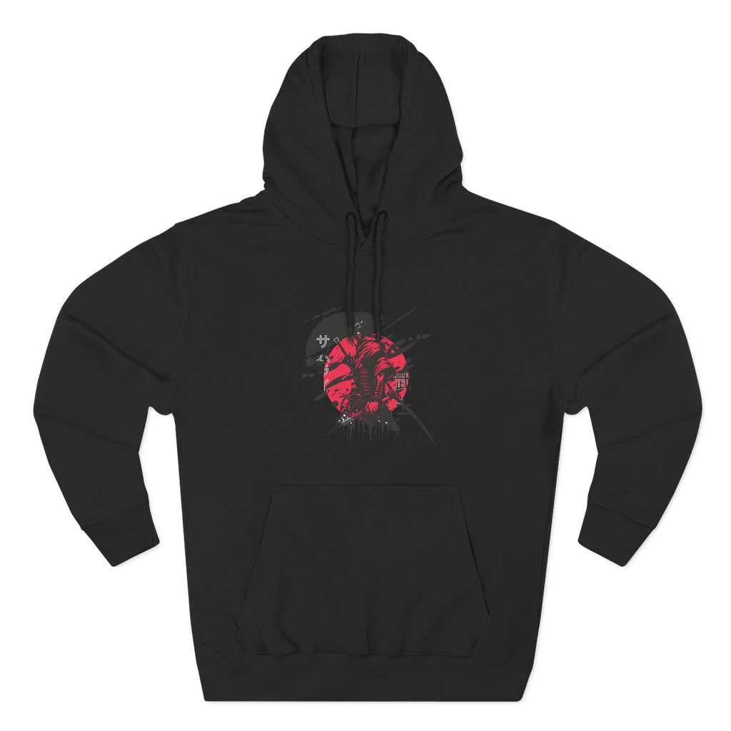 Grunge Rising Hoodie — Red Sun Graphic Fleece Hoodie