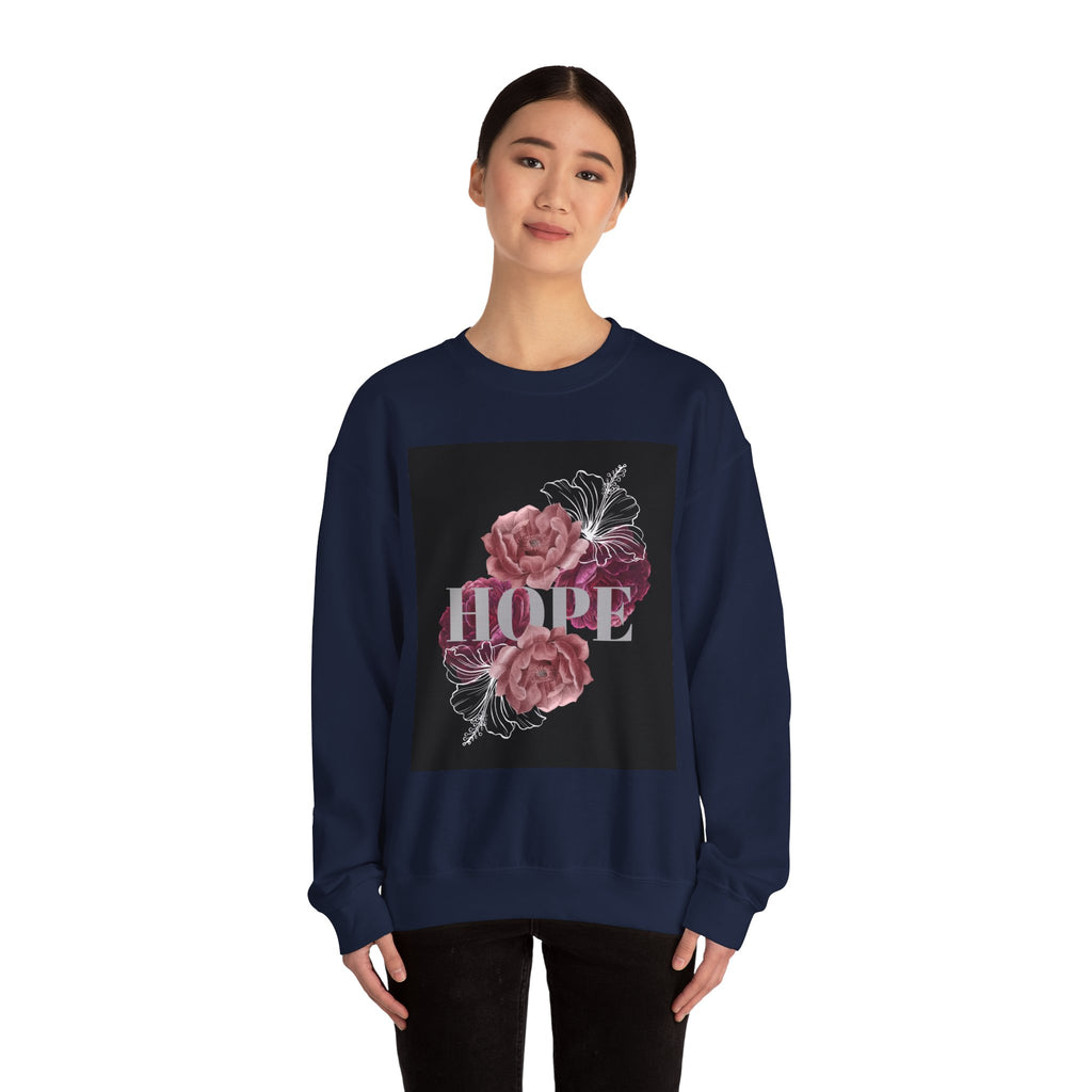 Hope Floral Crewneck Sweatshirt — 'HOPE' Vintage Rose Graphic