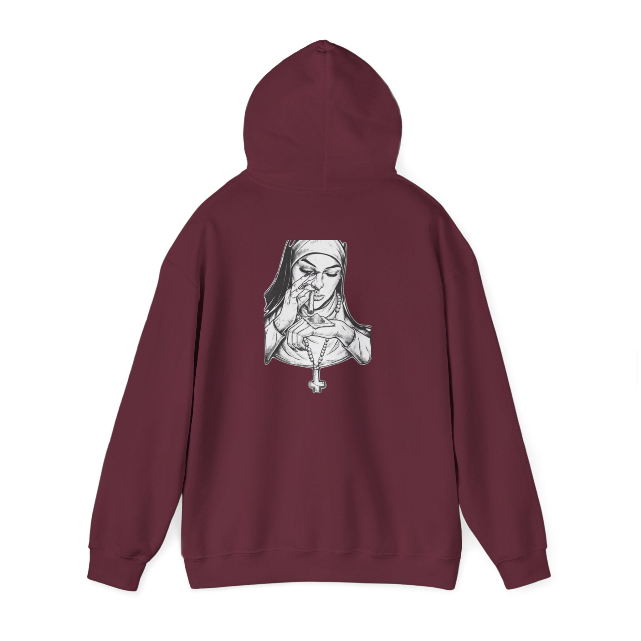 Praying Nun Graphic Hoodie – Gothic Religious Illustration Sweatshirt