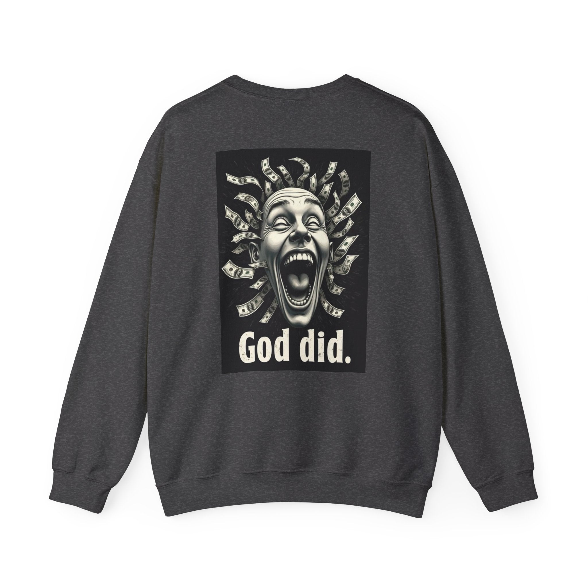 Sweatshirt — 'God Did.' Medusa Money Graphic Crewneck