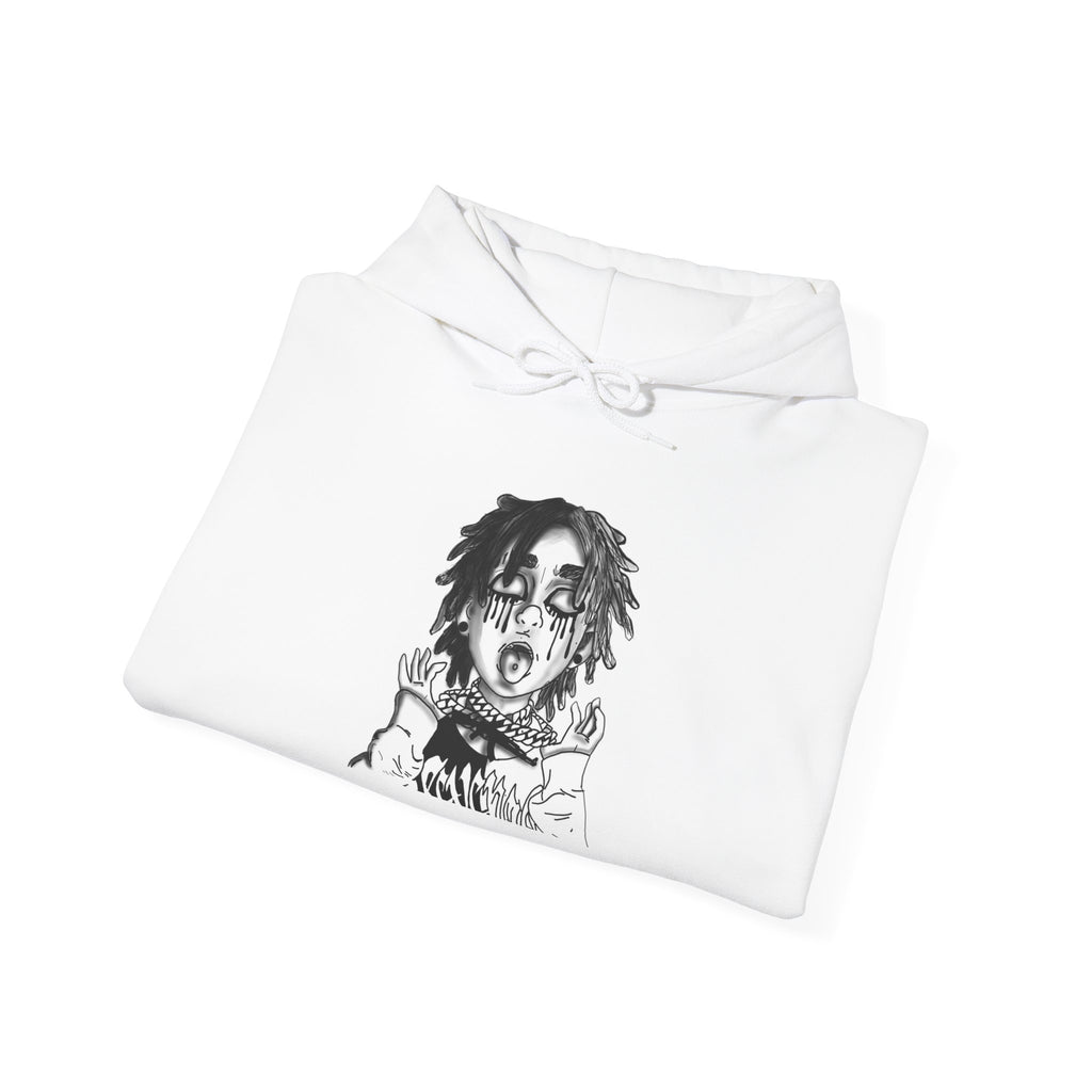 Horror Manga Hoodie — Black & White Creepy Portrait Pullover