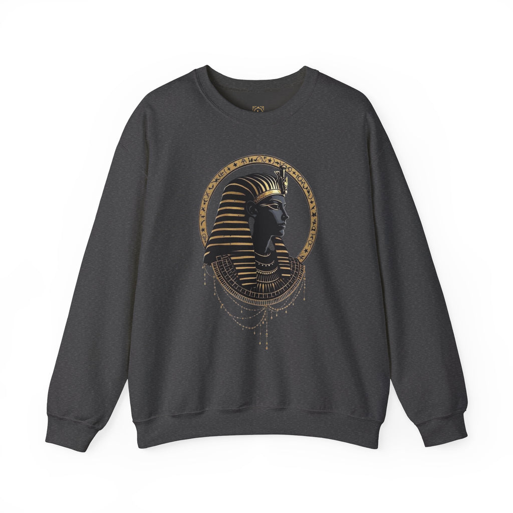 Egyptian Pharaoh Crewneck Sweatshirt — Gold & Black Tutankhamun Profile