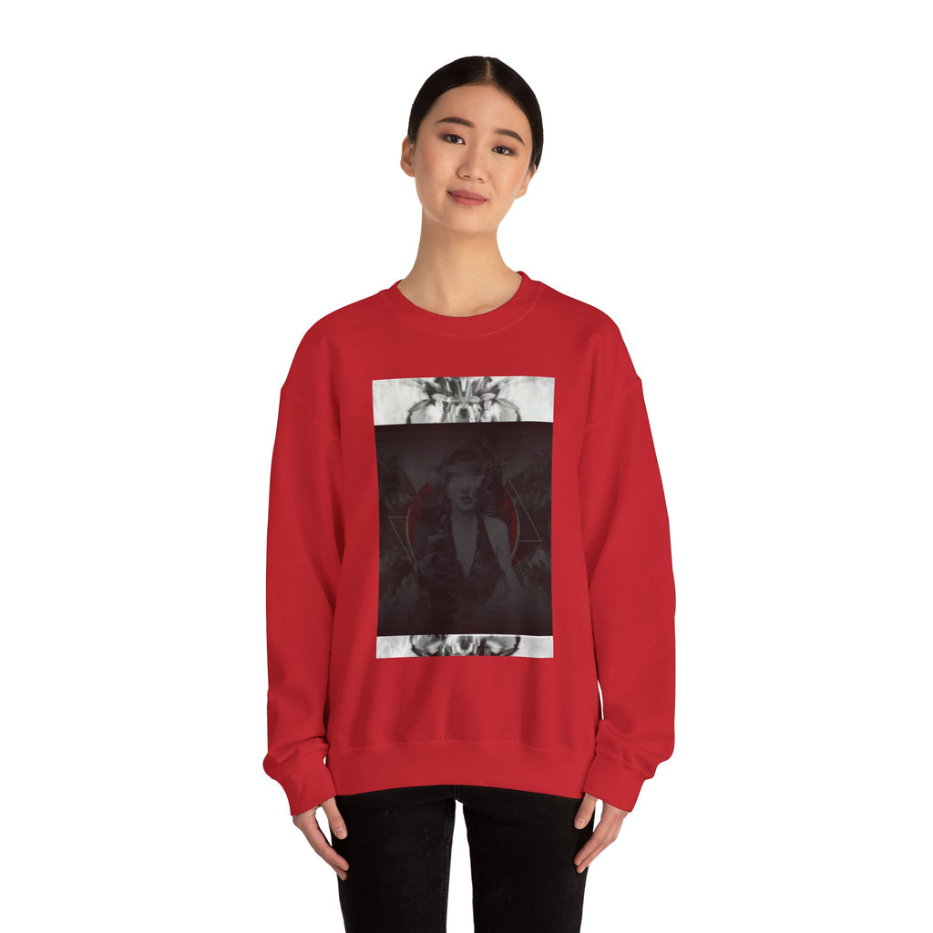 Crewneck Sweatshirt — Dark Abstract Chest Print with 'Legaciess' Gold Back Logo