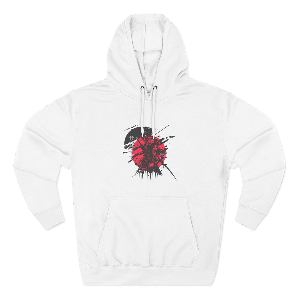 Grunge Rising Hoodie — Red Sun Graphic Fleece Hoodie
