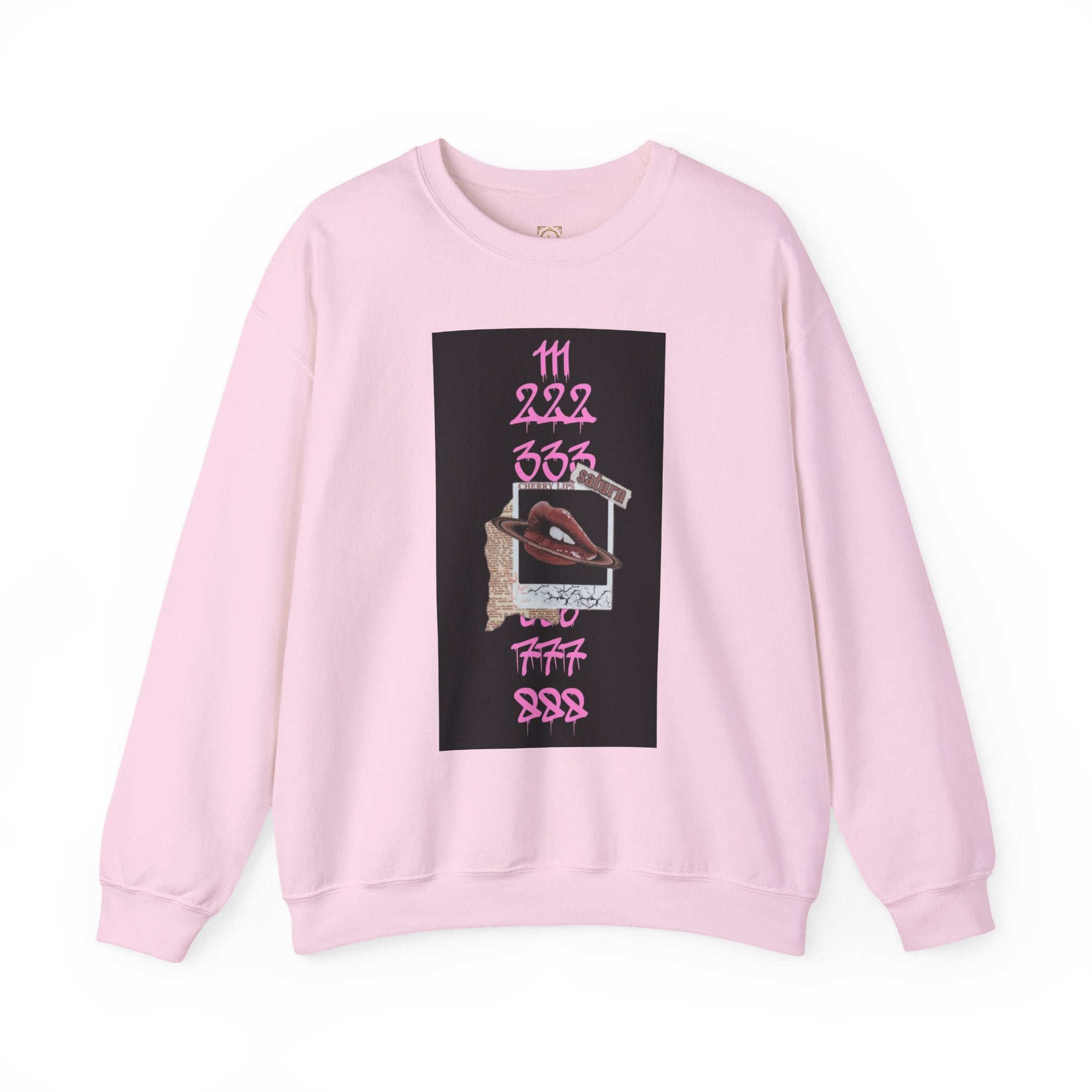 Crewneck Sweatshirt — Vintage Phone Collage with Pink Numbers & 'LEGACIESS' Back Logo