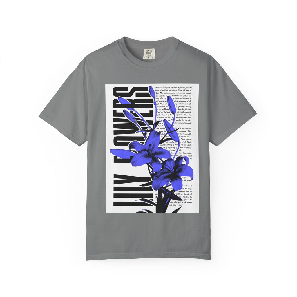 Floral Legacy Graphic T-Shirt — Bold Blue Orchid Design