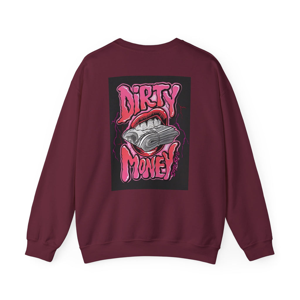 Dirty Money Crewneck Sweatshirt – Retro Graphic Money & Lips Design