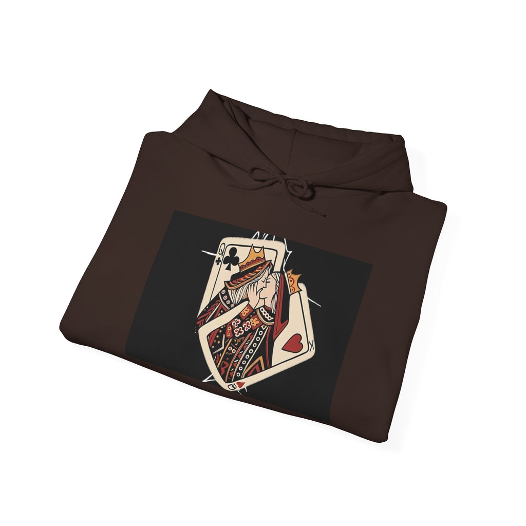 Queen of Hearts Playing Card Hoodie — Vintage Tattoo Style Card Art