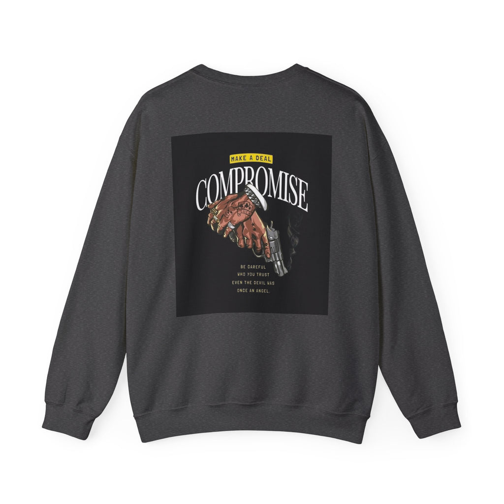 Compromise Graphic Sweatshirt — Vintage Handshake & Revolver Design