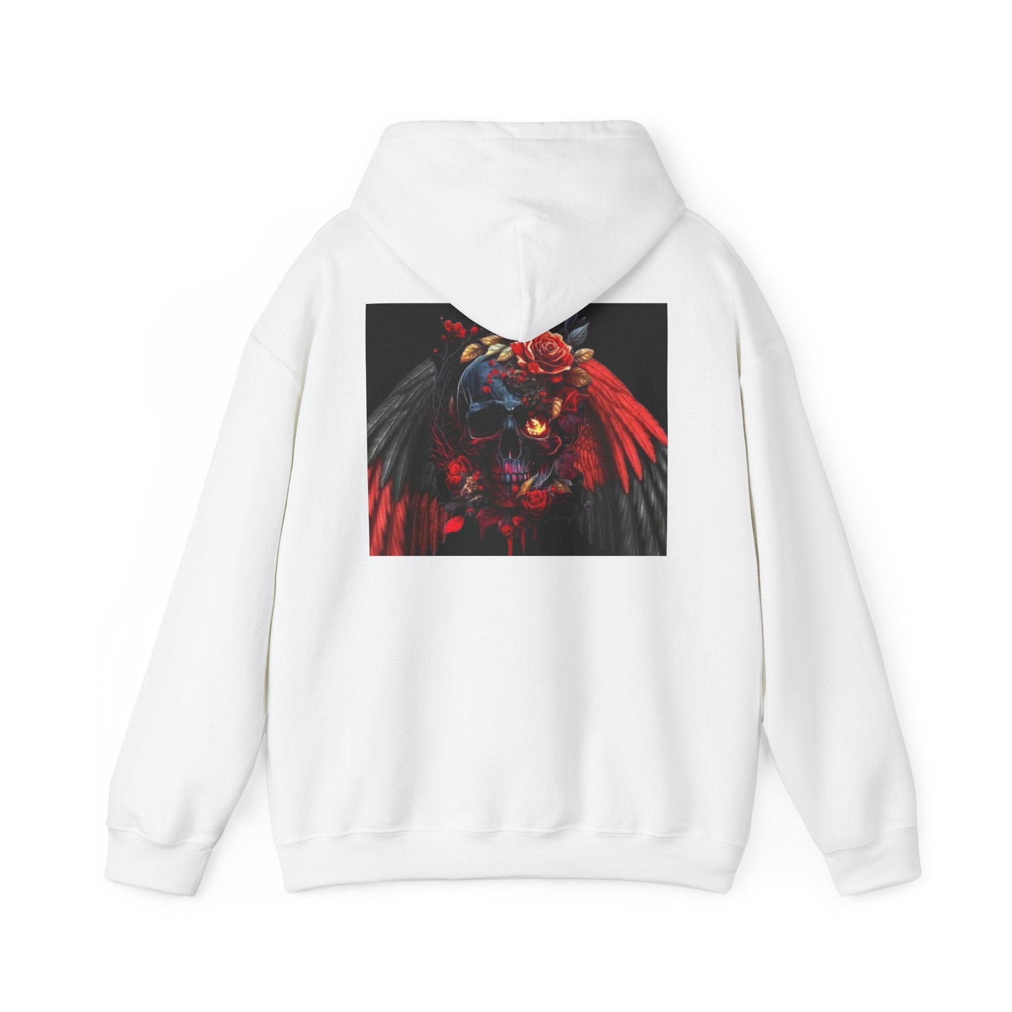 Skull Rose Wings Hoodie — Gothic Floral Skull Pullover