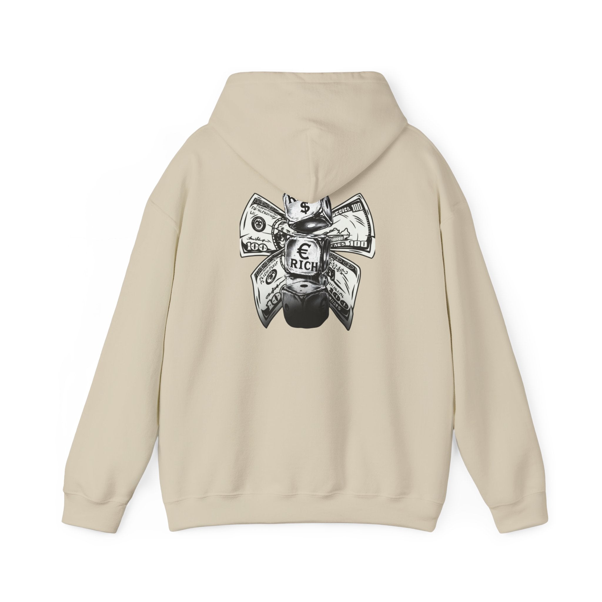 Money Bow Hoodie — Graphic Dollar Knot “Get Rich” Pullover