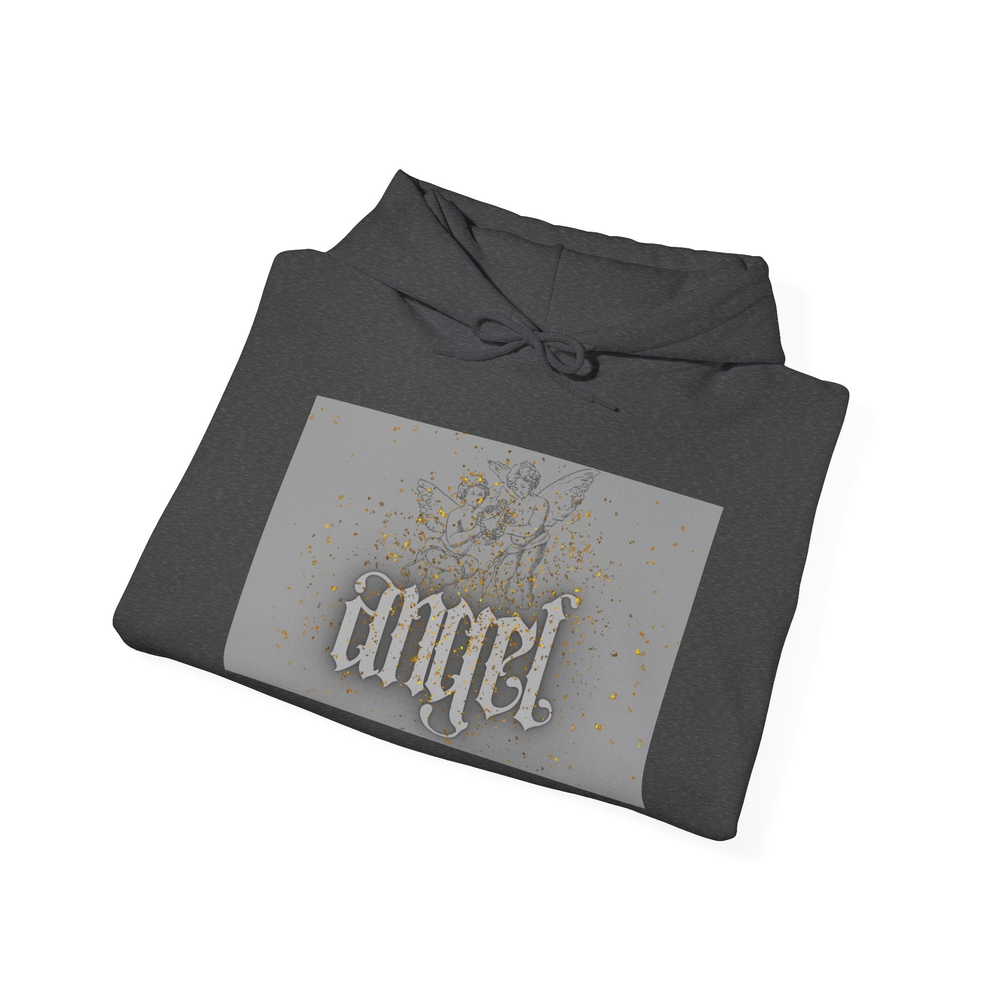 Angel Gothic Hoodie — White Graphic Hooded Sweatshirt