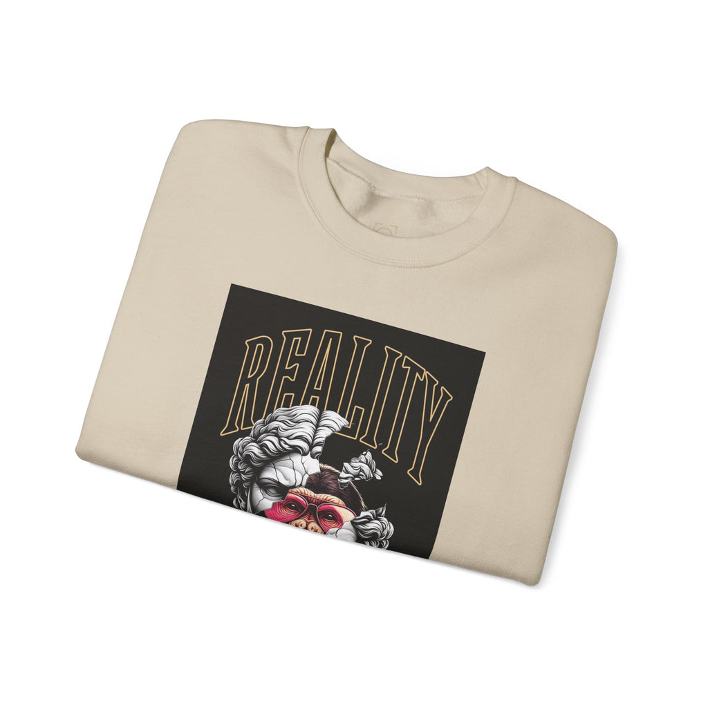 Crewneck Sweatshirt — "Reality Hides Behind The Mask" Graphic Pullover