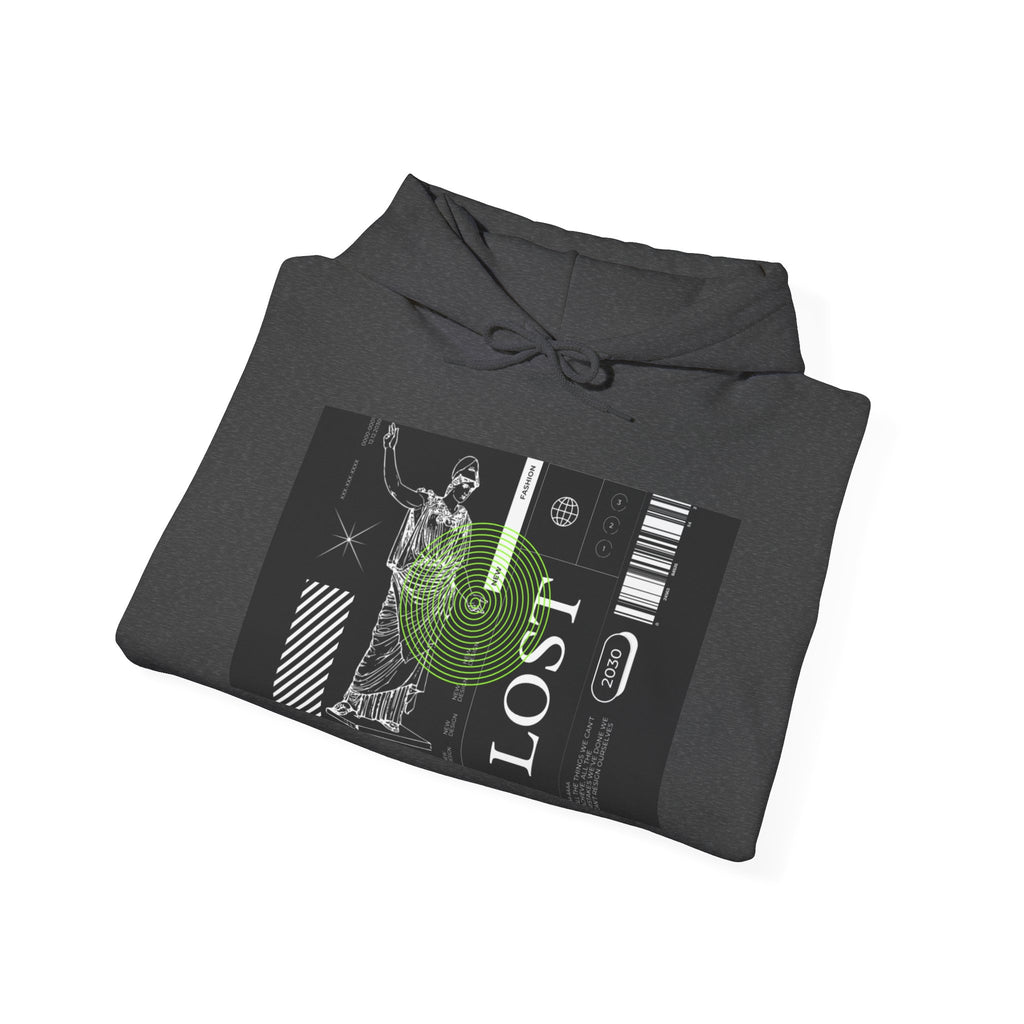Lost World Hoodie — Vaporwave Glitch Graphic Pullover