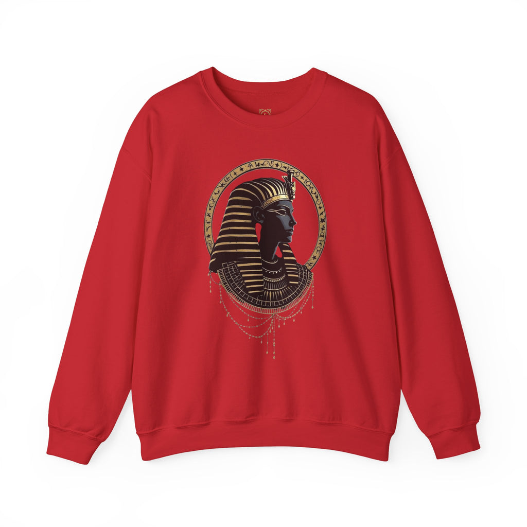 Egyptian Pharaoh Crewneck Sweatshirt — Gold & Black Tutankhamun Profile