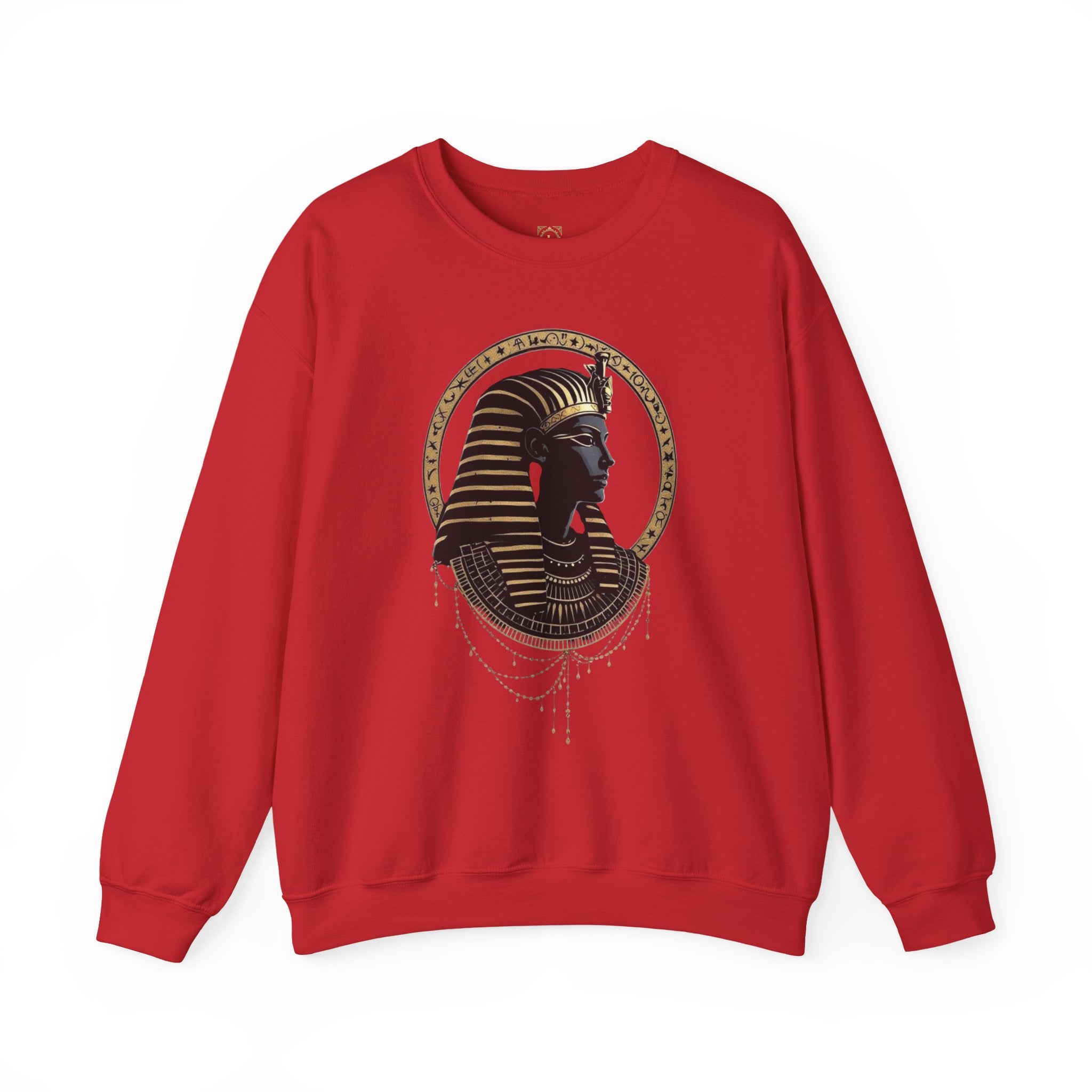 Egyptian Pharaoh Crewneck Sweatshirt — Gold & Black Tutankhamun Profile