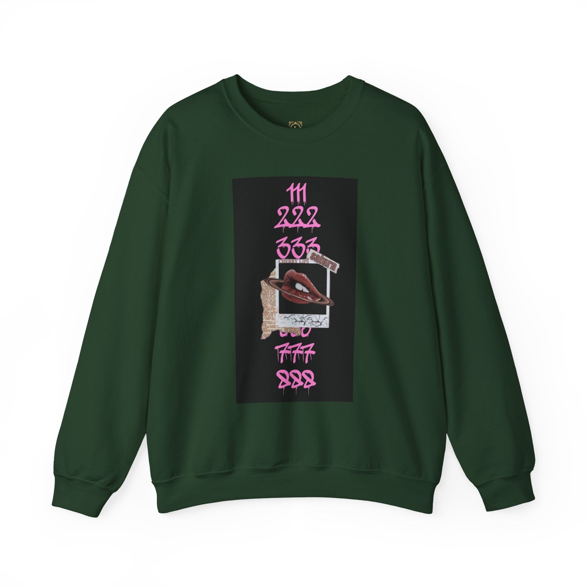 Crewneck Sweatshirt — Vintage Phone Collage with Pink Numbers & 'LEGACIESS' Back Logo