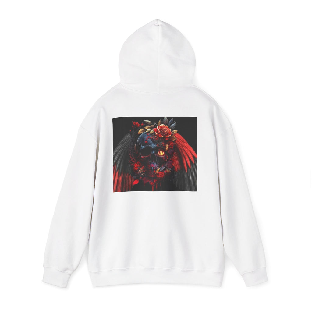 Skull Rose Wings Hoodie — Gothic Floral Skull Pullover