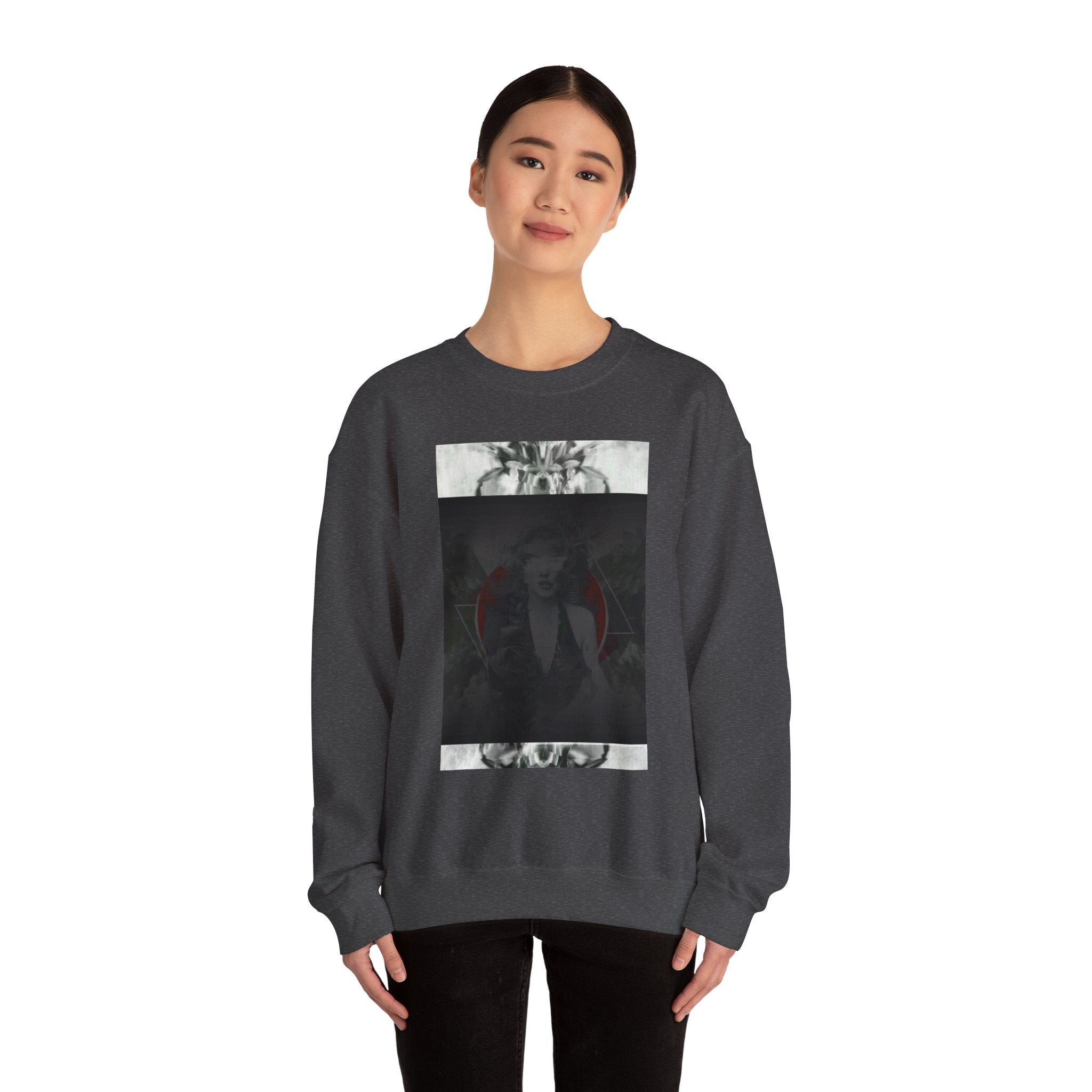 Crewneck Sweatshirt — Dark Abstract Chest Print with 'Legaciess' Gold Back Logo