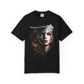 Artistic Femme Portrait T-Shirt — Watercolor Floral Face Graphic Tee