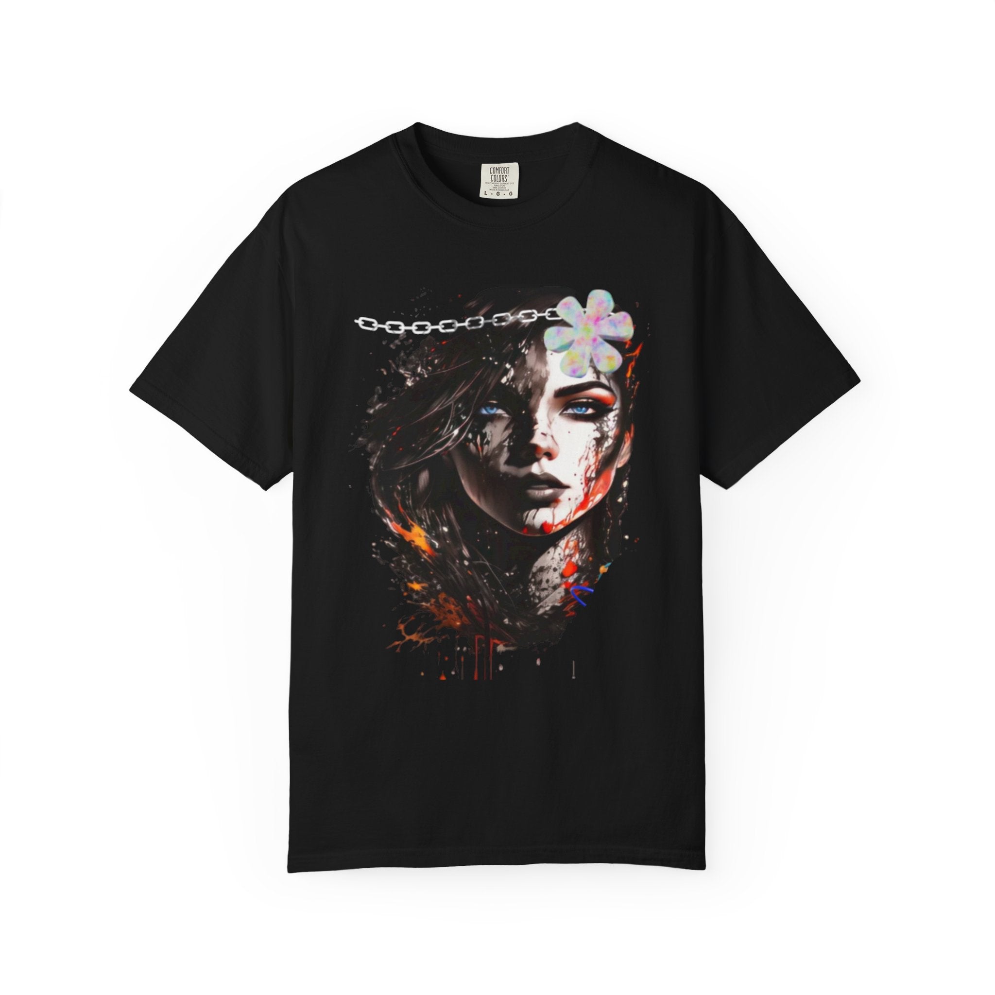 Artistic Femme Portrait T-Shirt — Watercolor Floral Face Graphic Tee