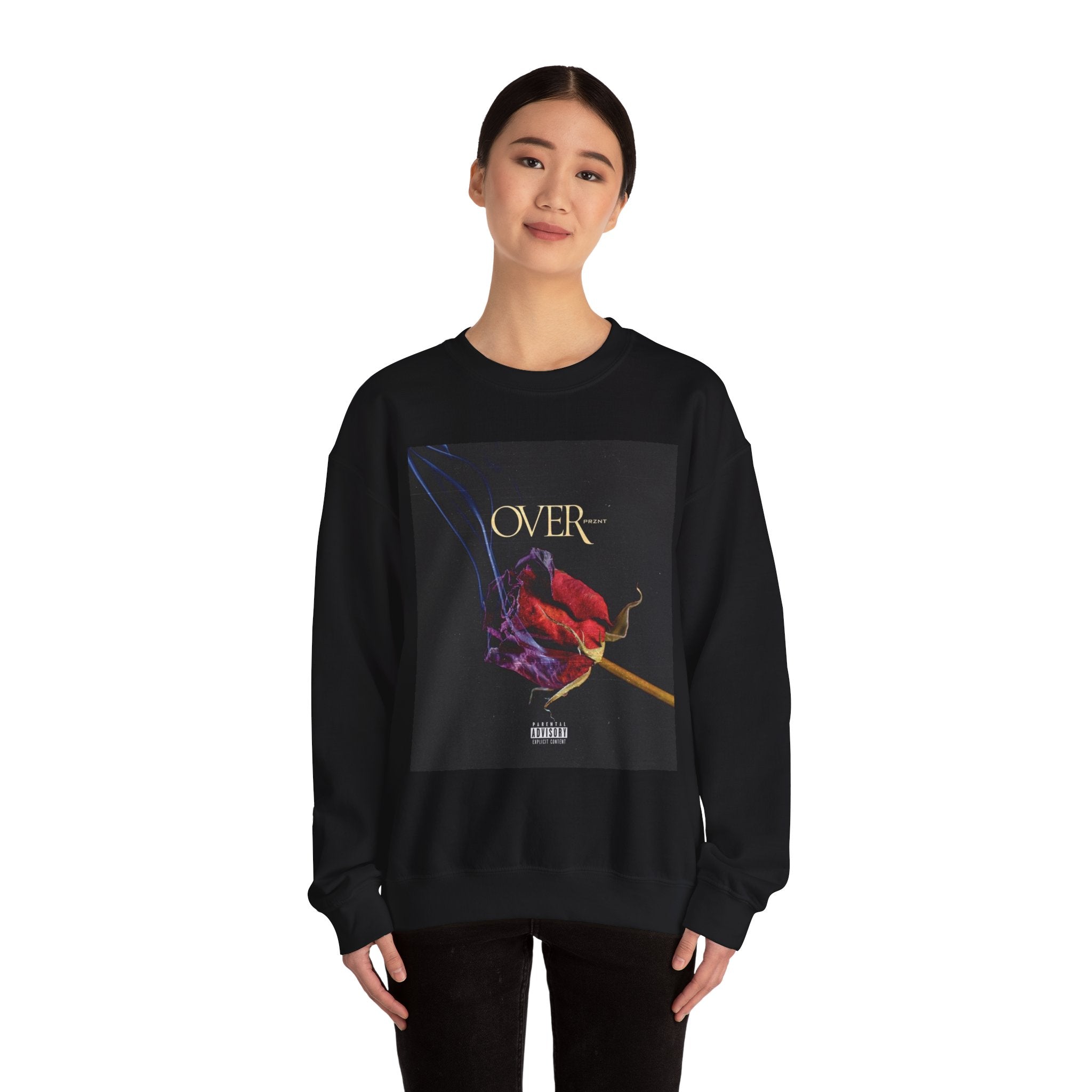 Crewneck Sweatshirt - "OVER" Rose Graphic with Legaciess Gold Logo