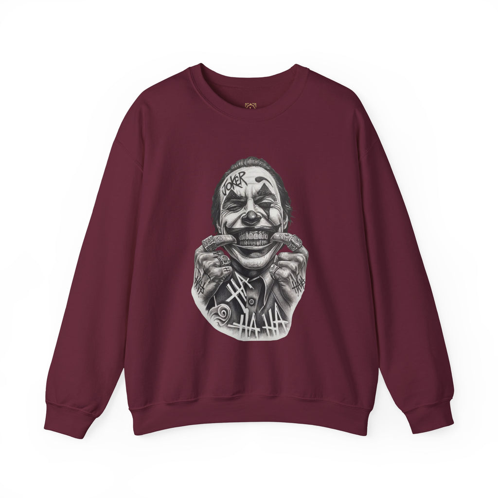 Joker Smile Crewneck Sweatshirt — Grinning Clown Graphic Pullover
