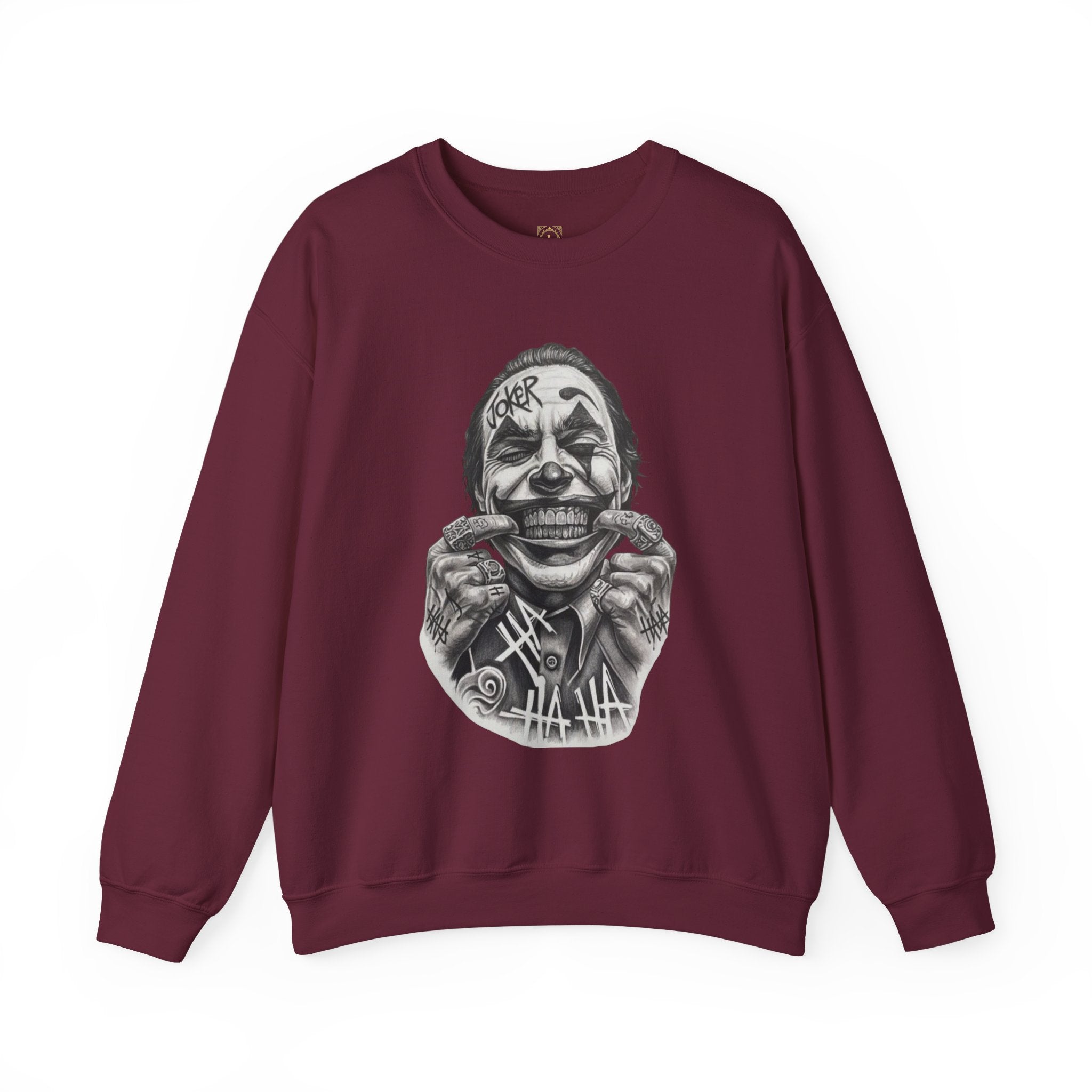 Joker Smile Crewneck Sweatshirt — Grinning Clown Graphic Pullover