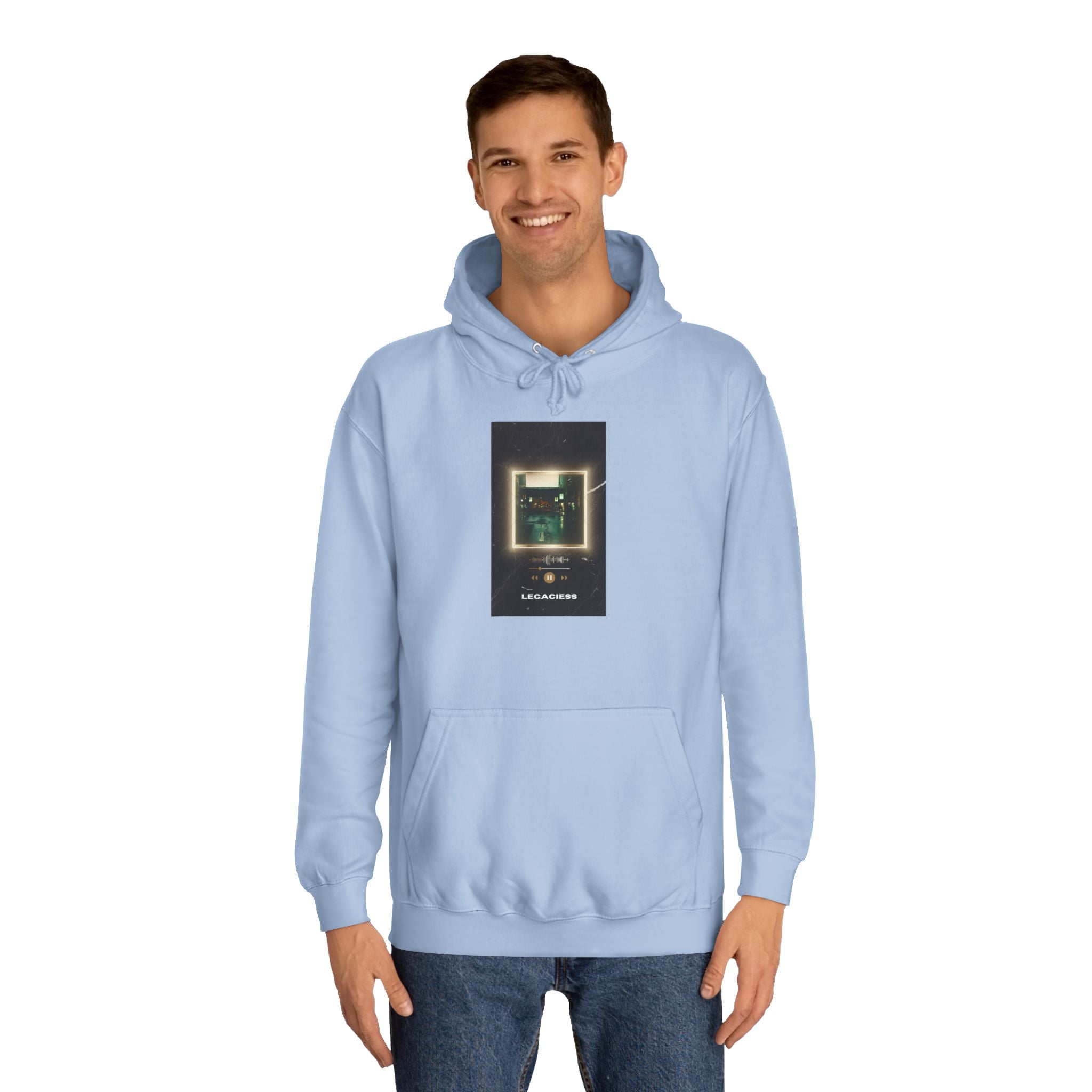 College Hoodie — Retro Neon Square Album Art Design