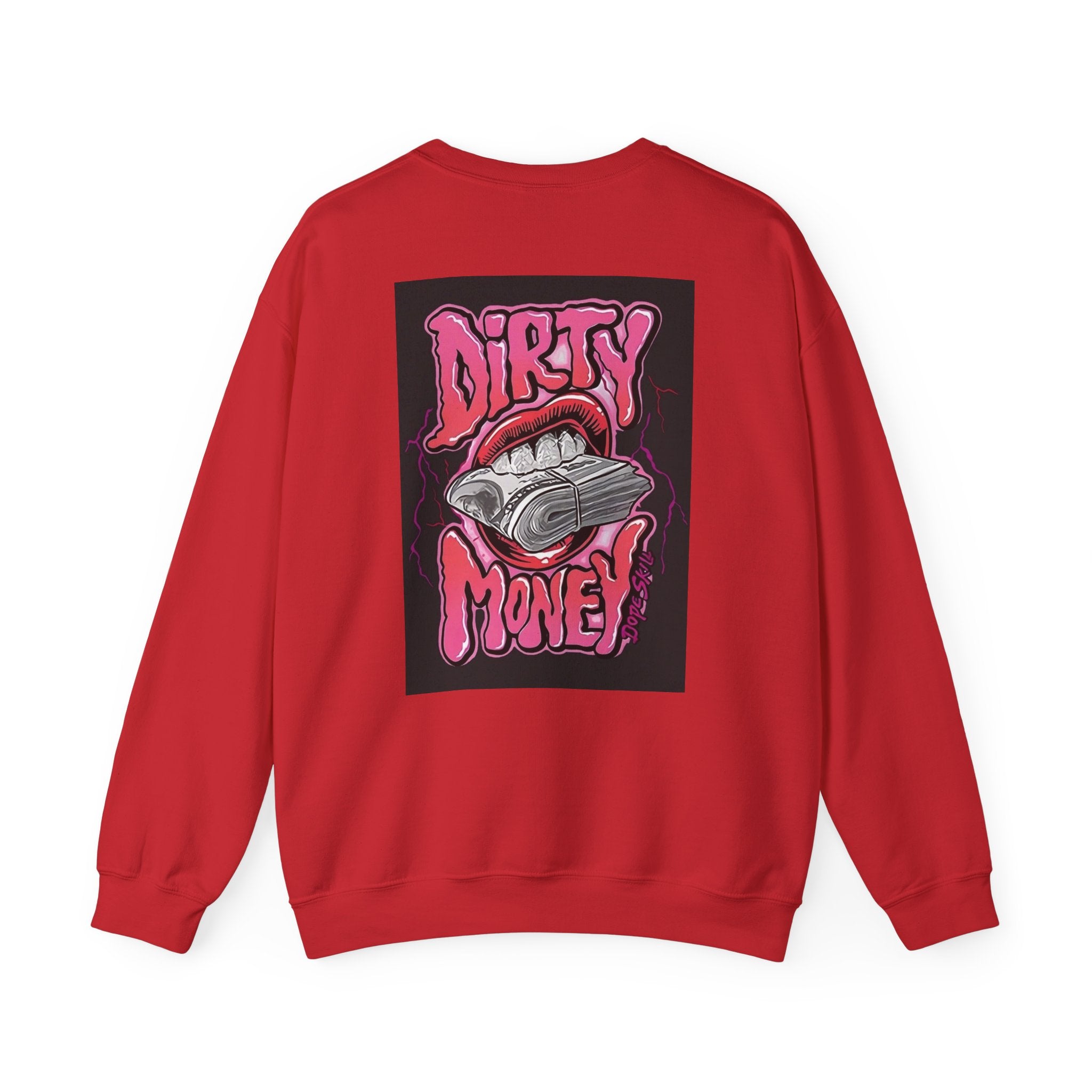 Dirty Money Crewneck Sweatshirt – Retro Graphic Money & Lips Design