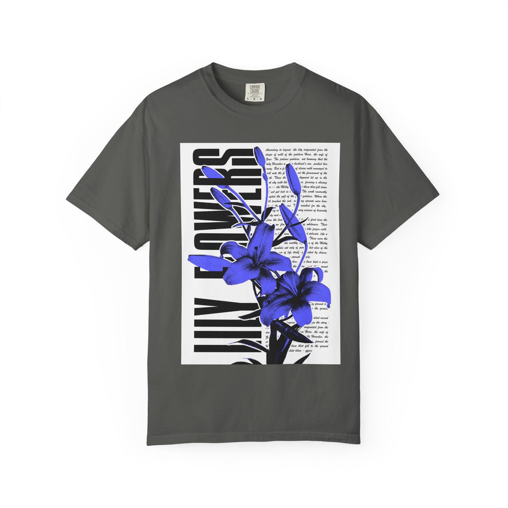 Floral Legacy Graphic T-Shirt — Bold Blue Orchid Design