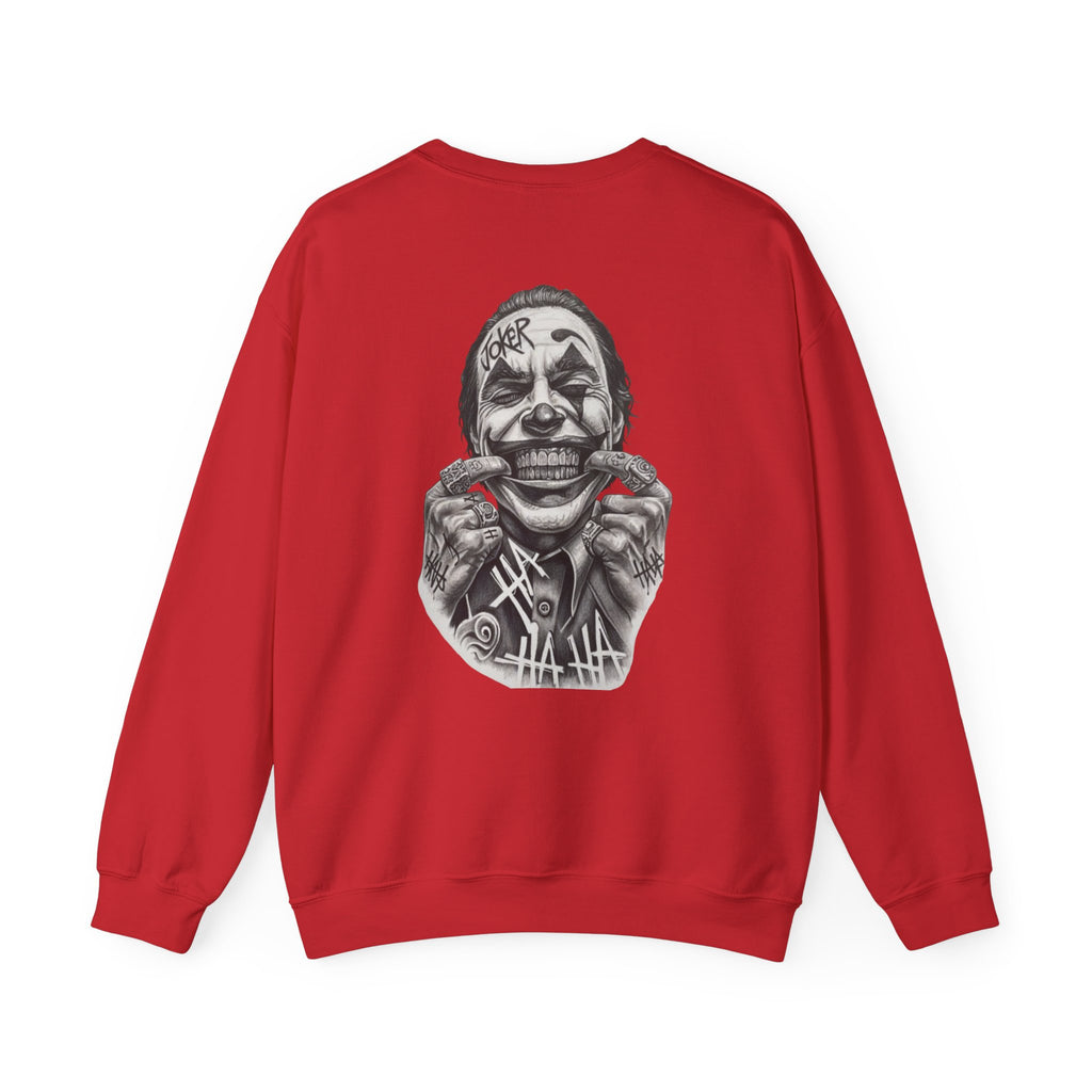 Joker Smile Crewneck Sweatshirt — Grinning Clown Graphic Pullover
