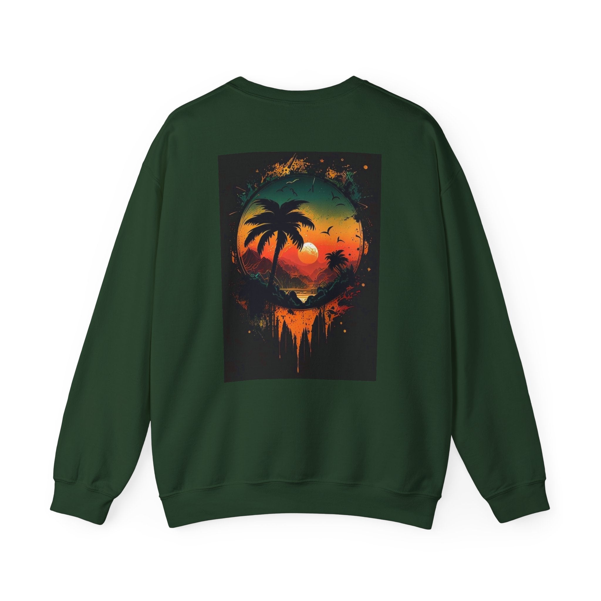 Sunset Island Sweatshirt — Tropical Palm Sunset Crewneck
