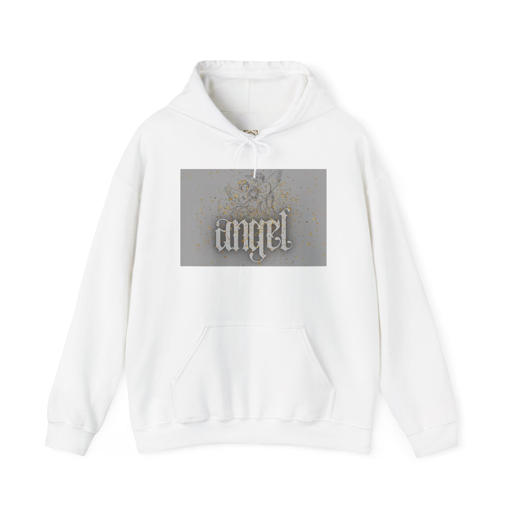 Angel Gothic Hoodie — White Graphic Hooded Sweatshirt