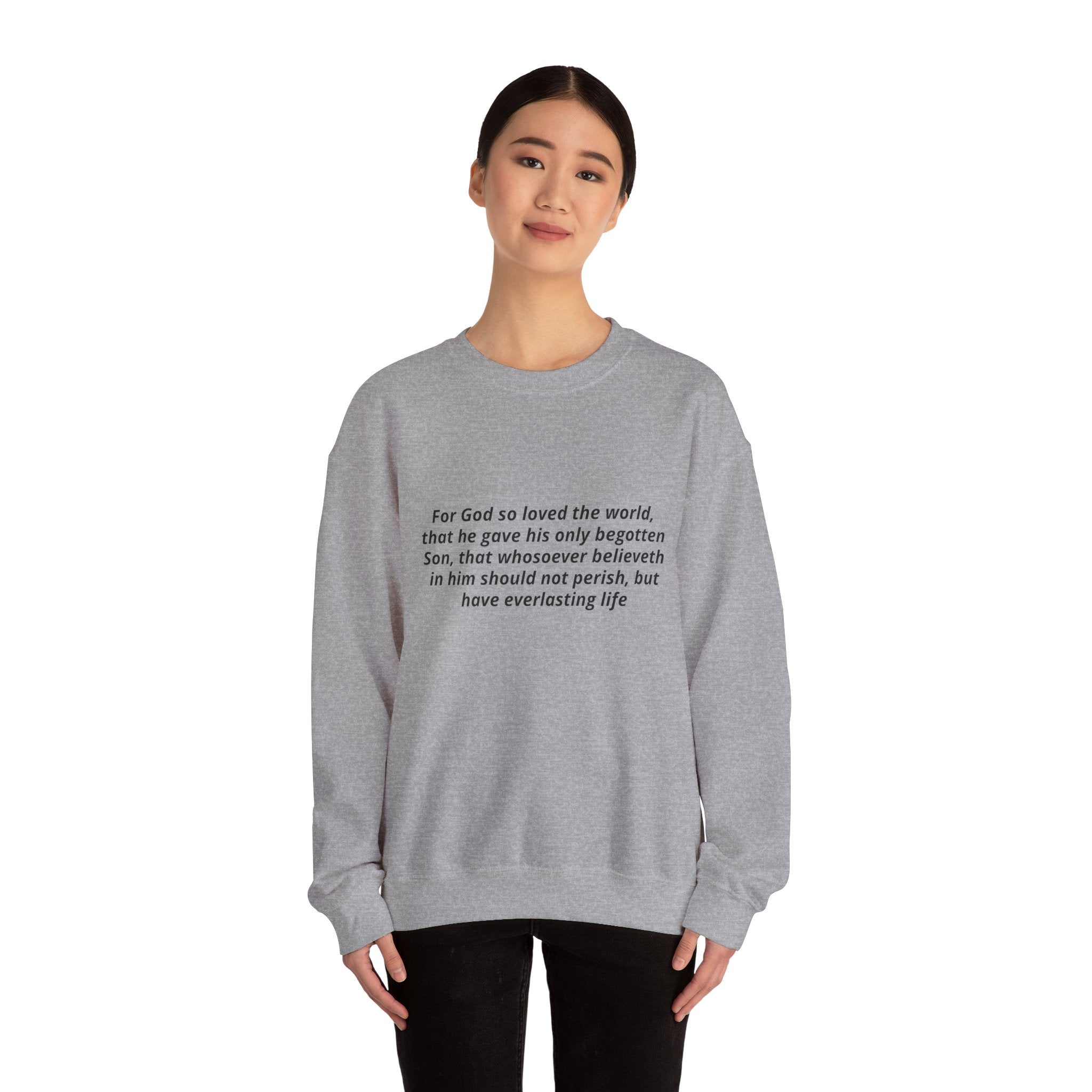 Christian Crewneck Sweatshirt – John 3:16 Scripture Design "Prophecy Child"