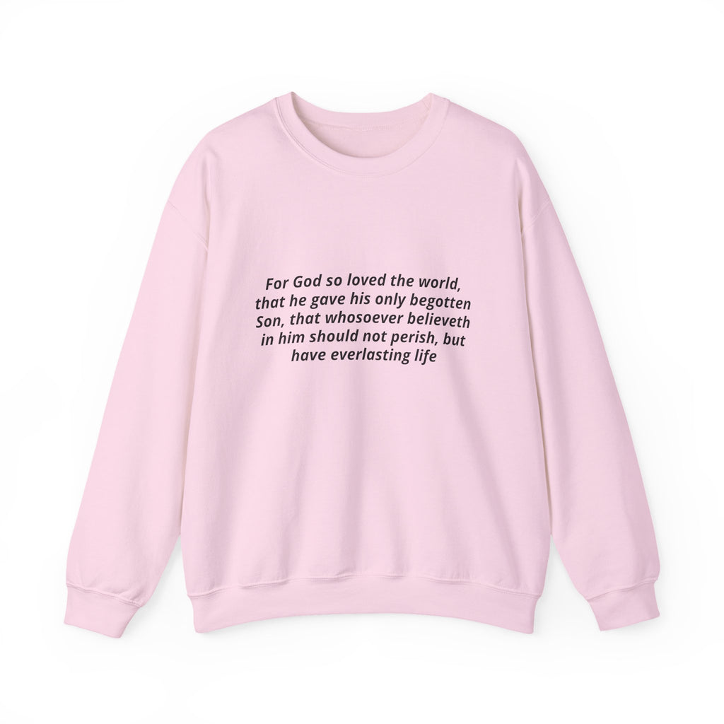 Christian Crewneck Sweatshirt – John 3:16 Scripture Design "Prophecy Child"