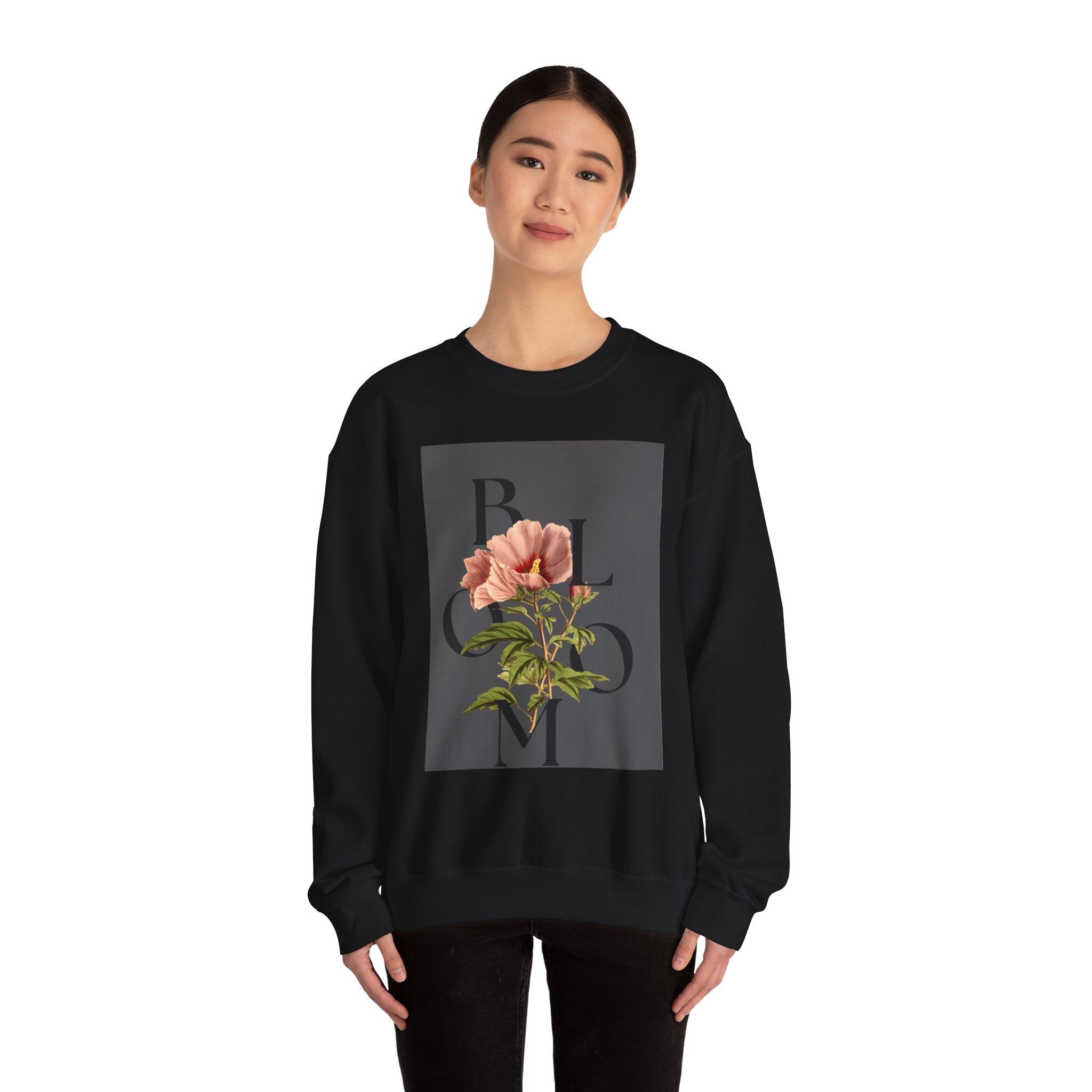 Floral Bloom Sweatshirt — Vintage Pink Flower Graphic Crewneck