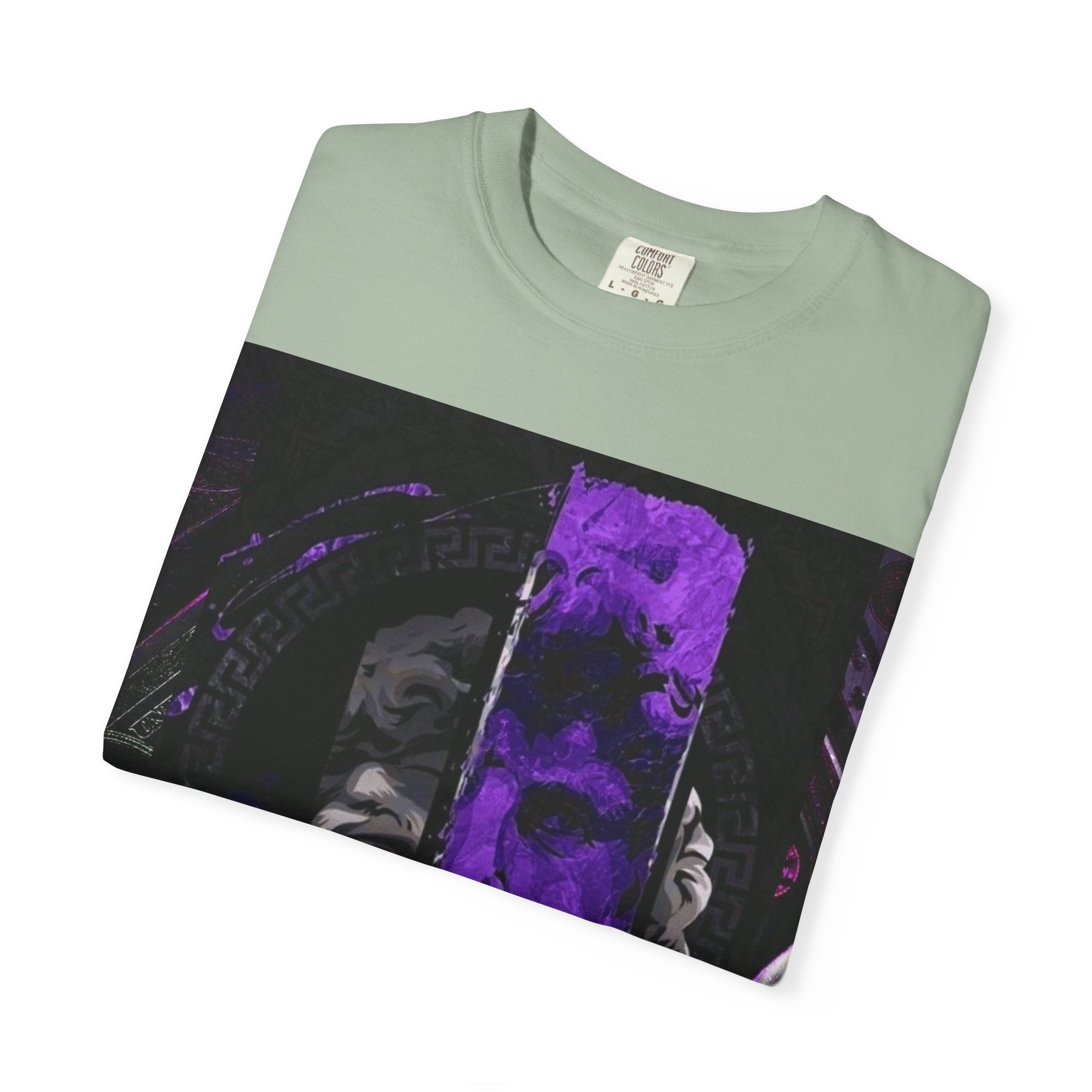 Dramatic Split-Face Graphic T-Shirt — Purple Noir Portrait Tee