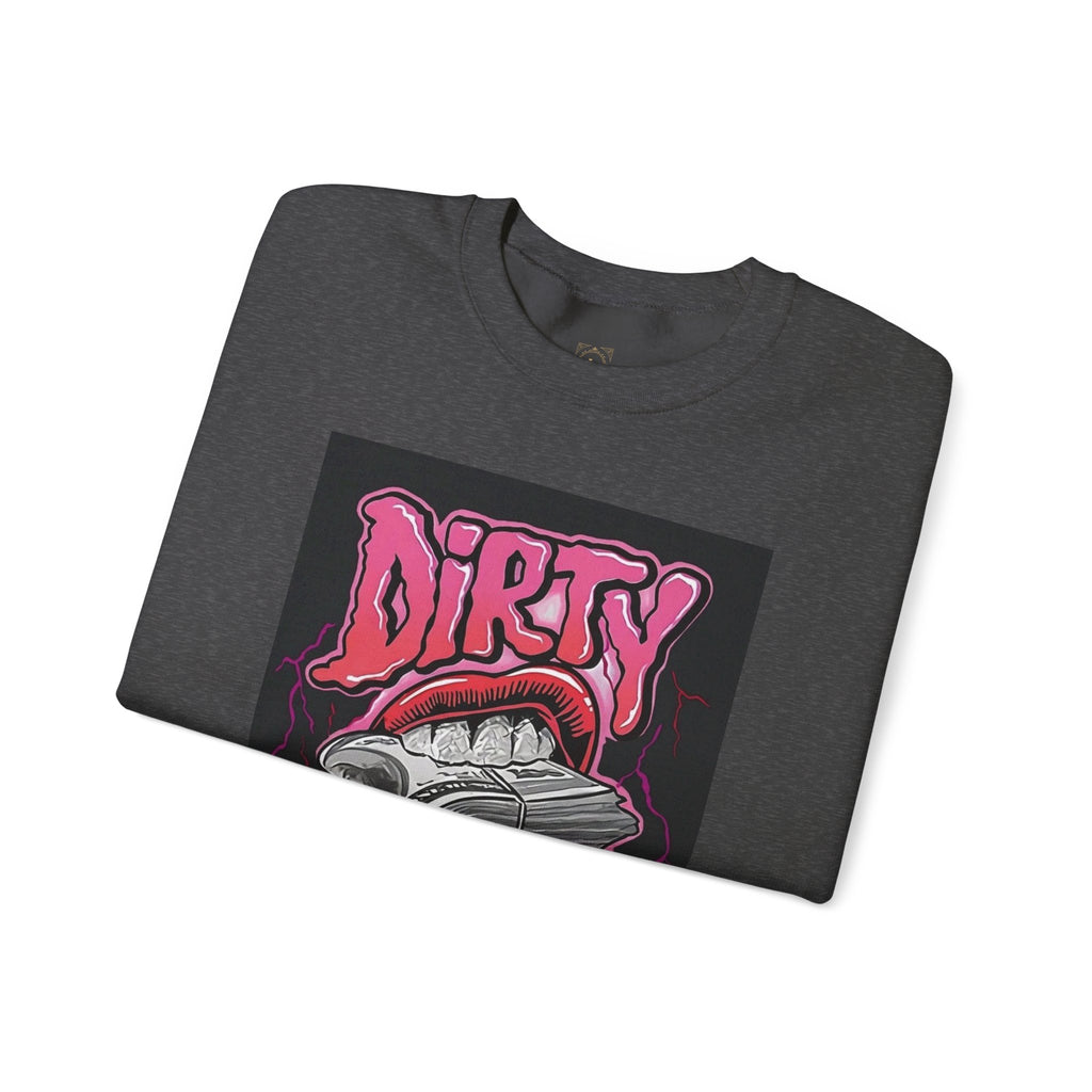 Dirty Money Crewneck Sweatshirt – Retro Graphic Money & Lips Design