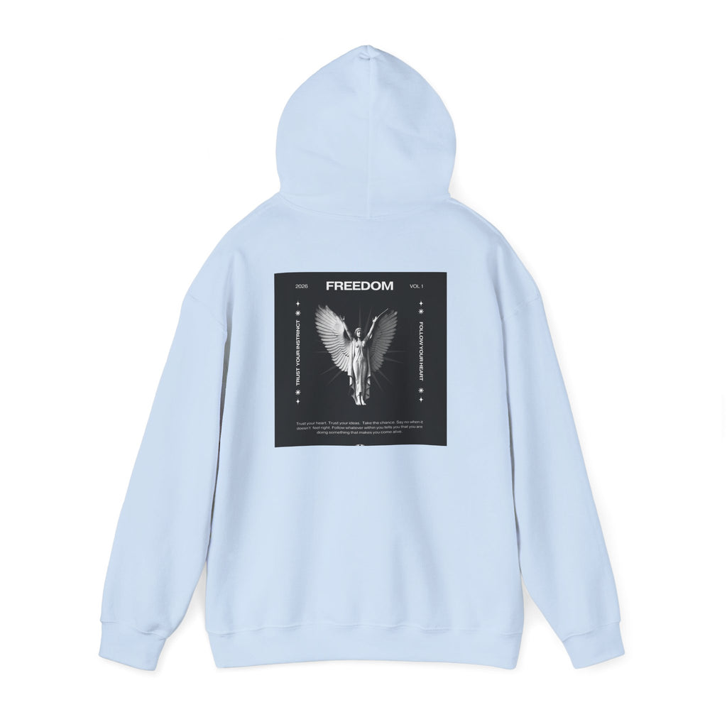 Freedom Angel Hoodie — Gothic Black & White Angel Wings Sweatshirt